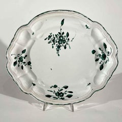 Vassoi di Maiolica 1770 Decoro Mazzolino Verde Manifattura Ferniani Faenza