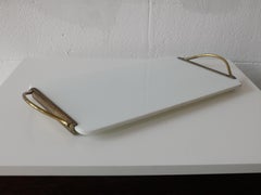 Vintage Ceramic and Brass Tray, Mid-Century Elegance