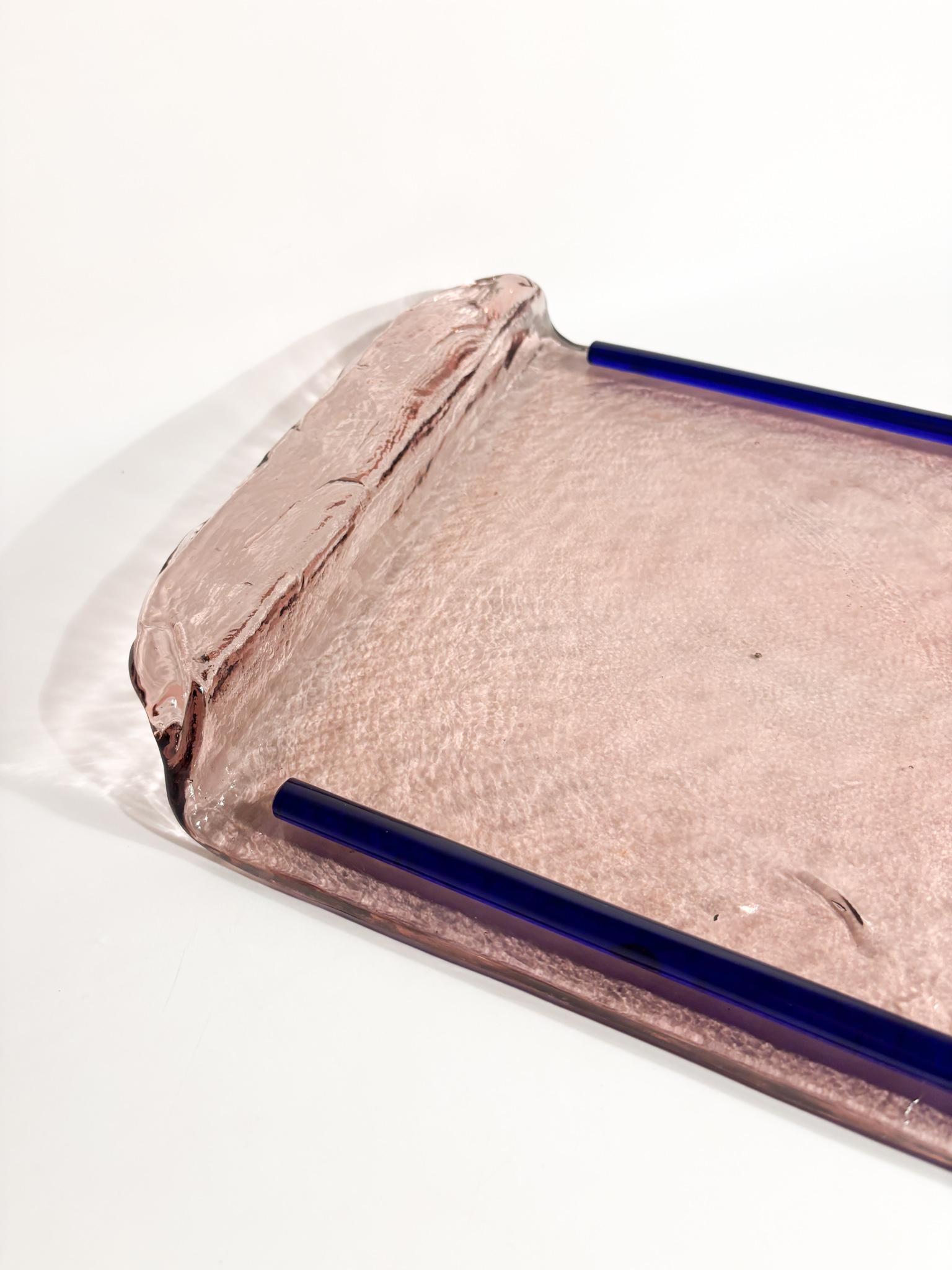 Plateau en verre soufflé de Murano de forme géométrique des années 80 en vente 3