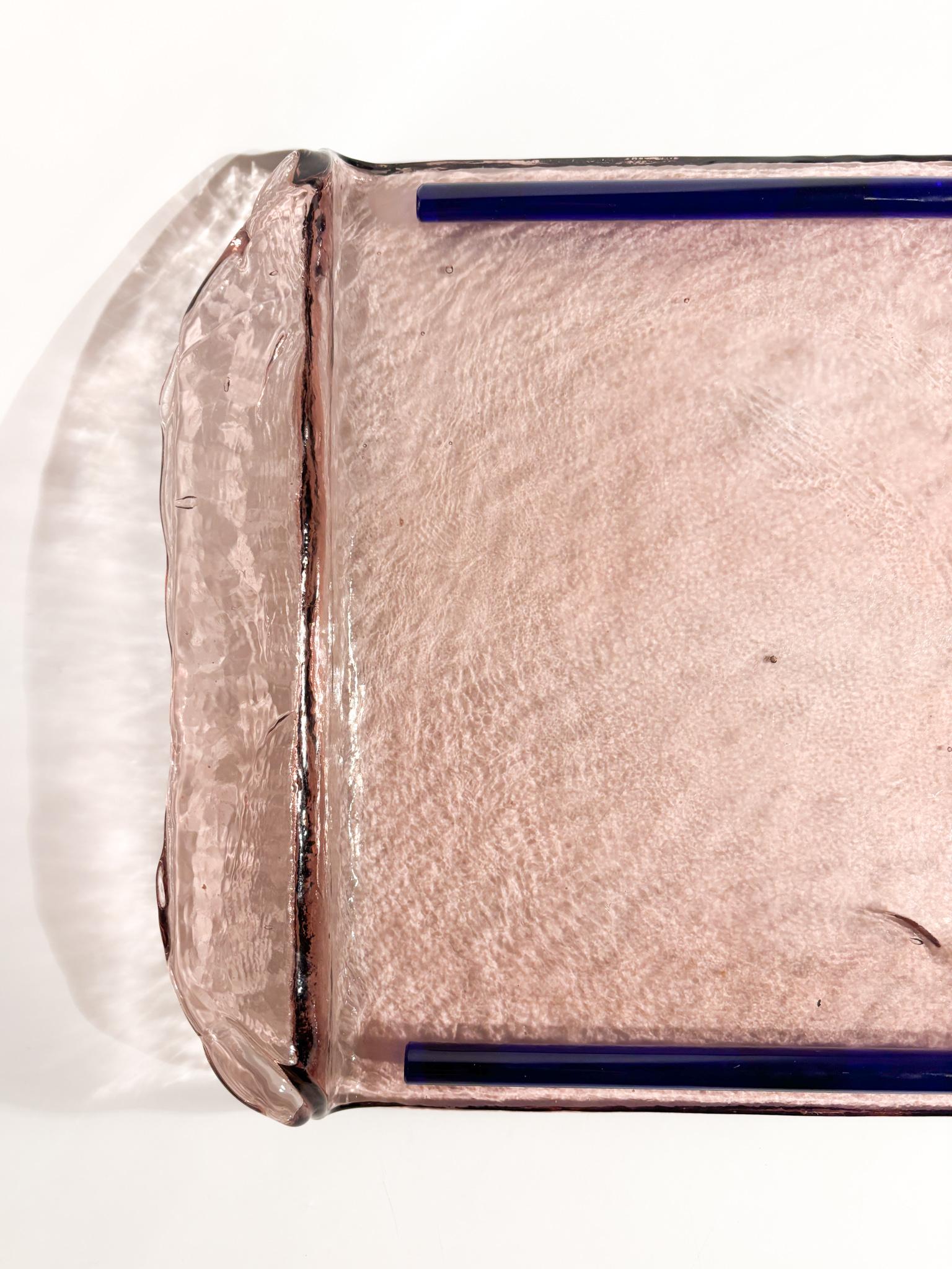 Plateau en verre soufflé de Murano de forme géométrique des années 80 en vente 1