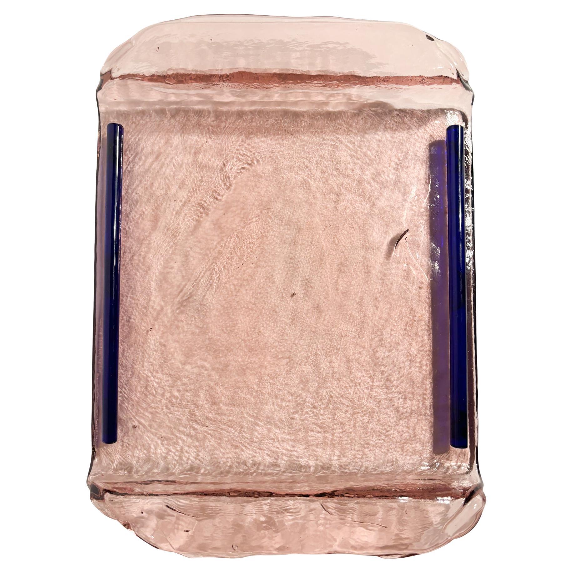 Plateau en verre soufflé de Murano de forme géométrique des années 80 en vente