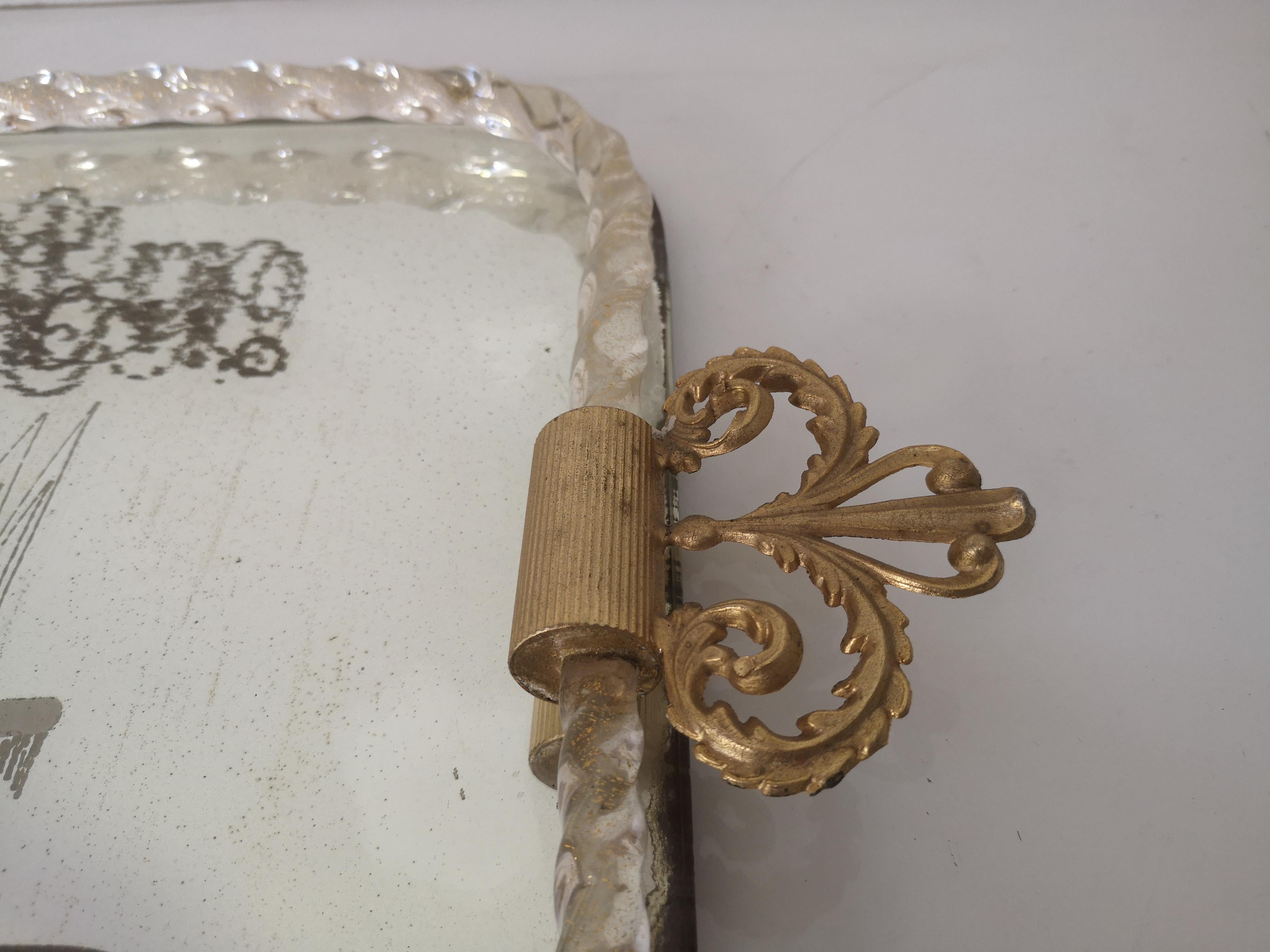 Brass 1950s Barovier style mirror tray For Sale