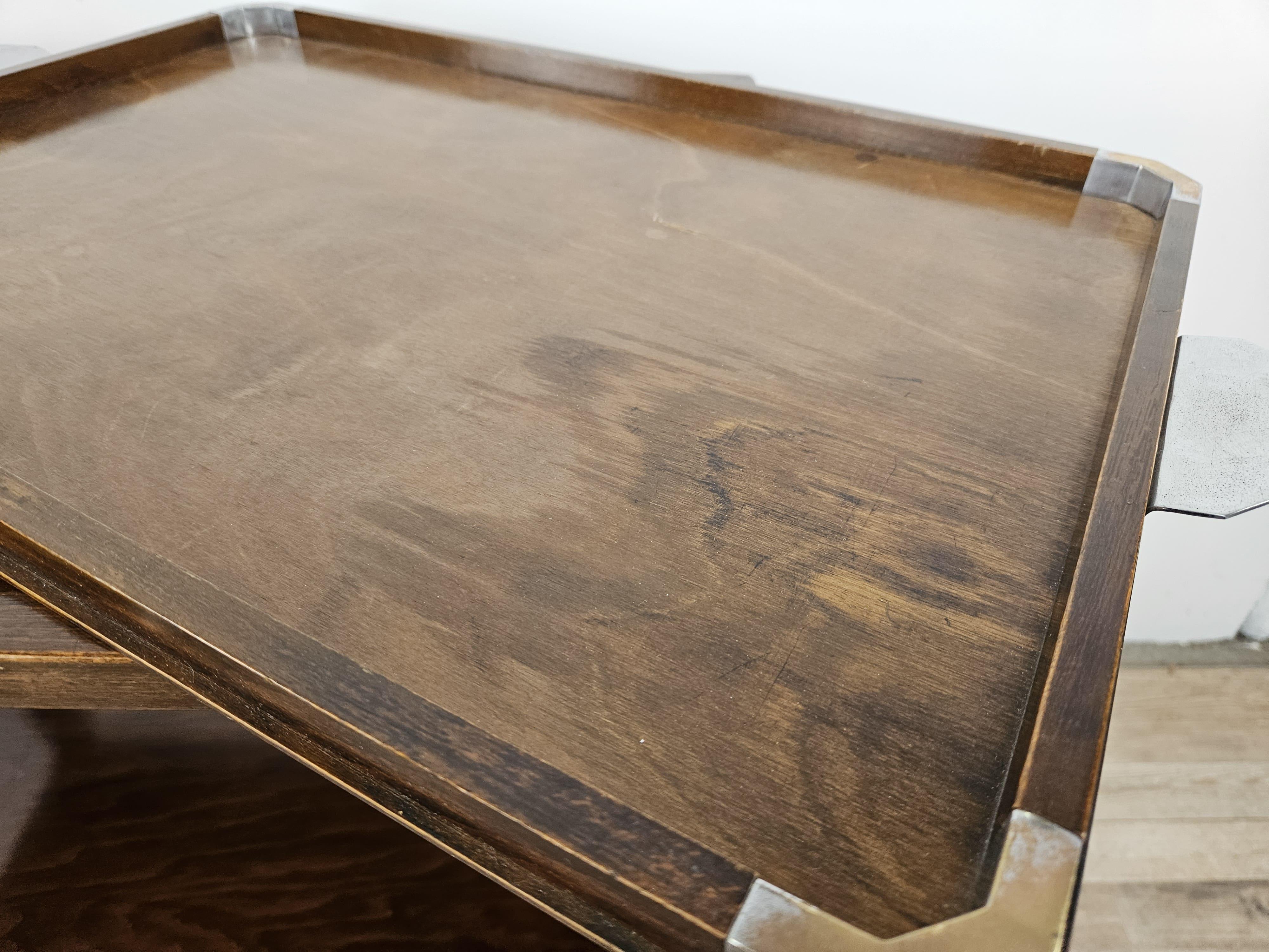FADA Asiago 1930s Art Deco bandeja de madera con asas de metal en venta 5