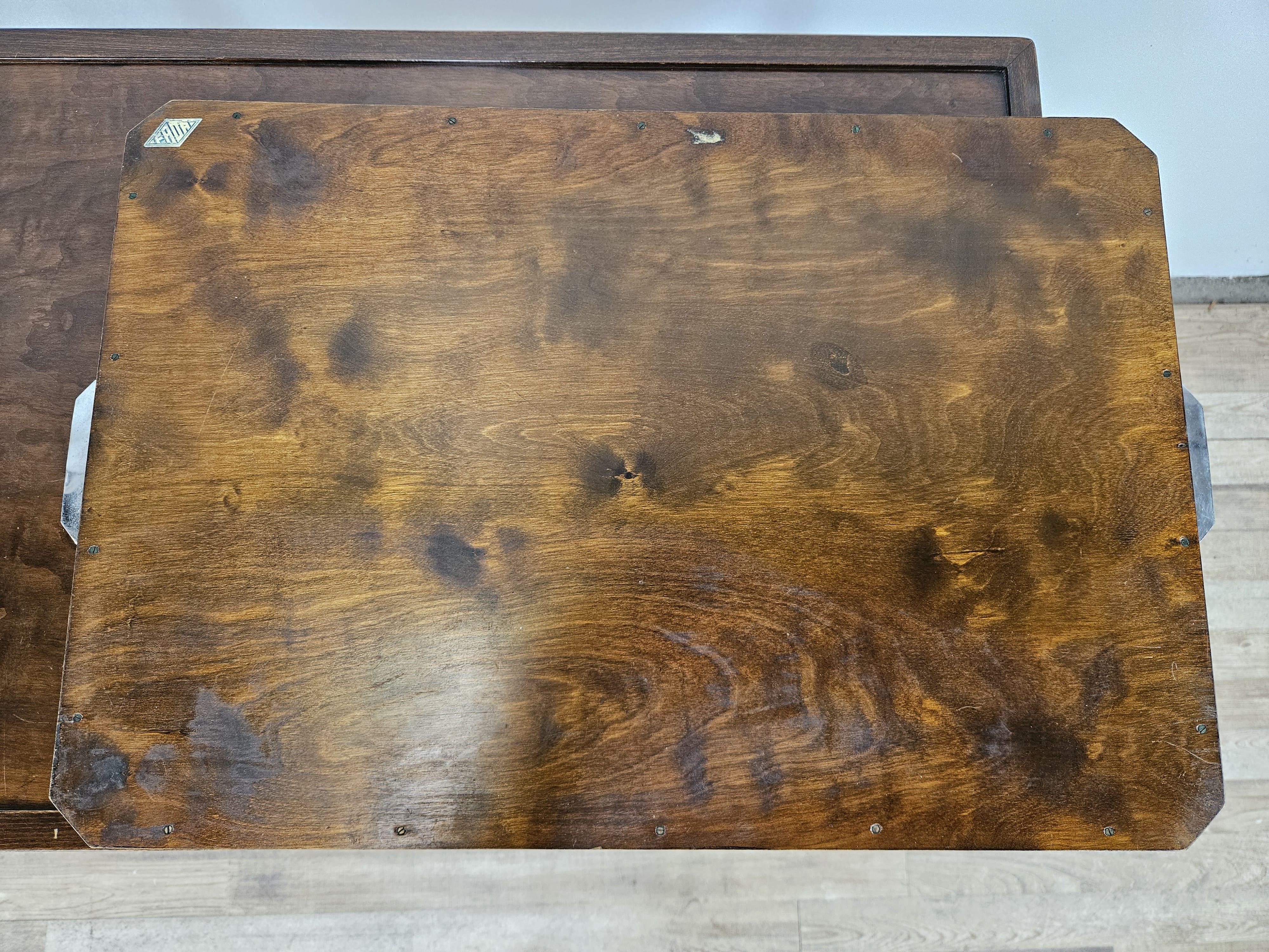 FADA Asiago 1930s Art Deco bandeja de madera con asas de metal en venta 7