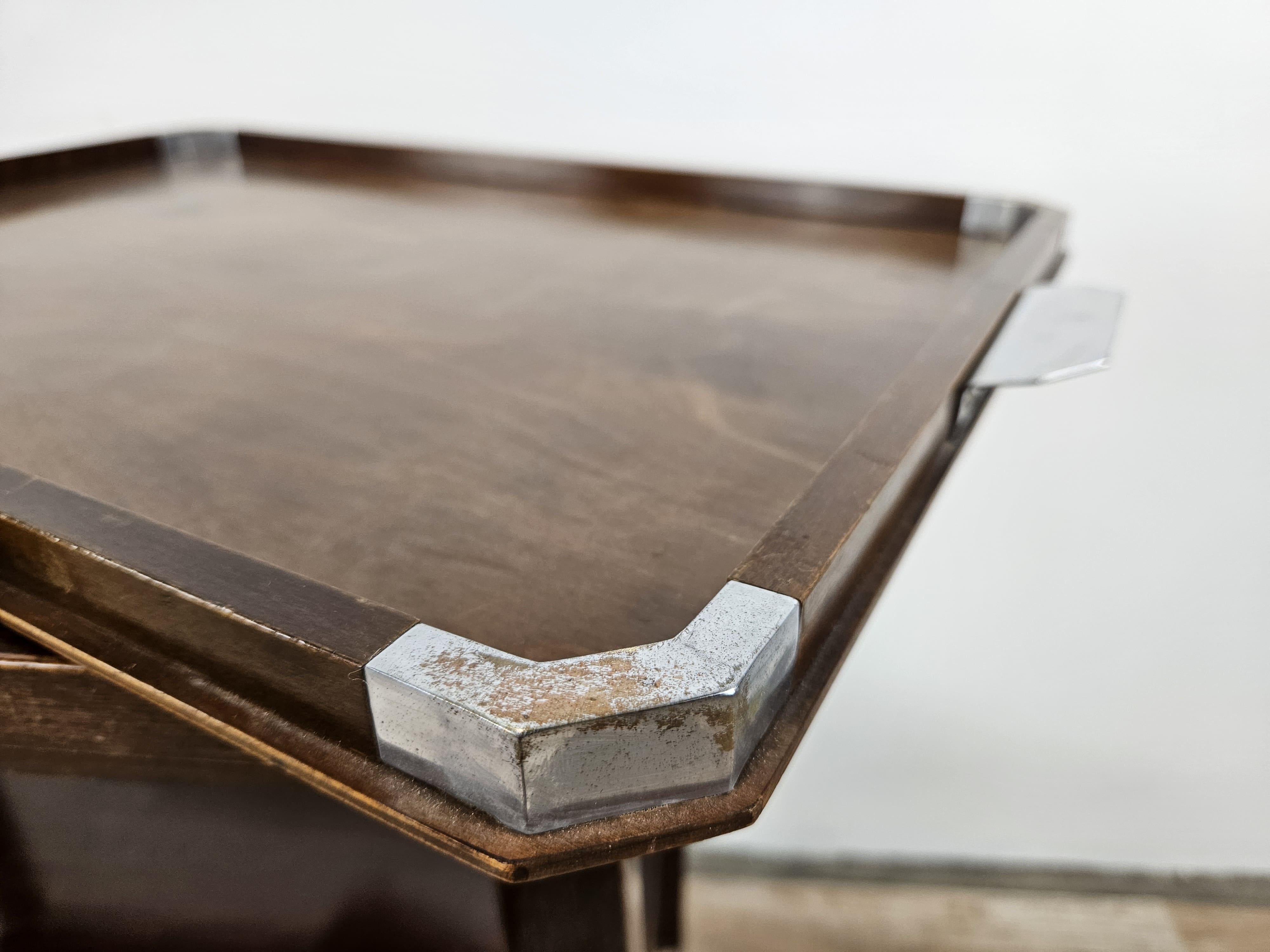 FADA Asiago 1930s Art Deco bandeja de madera con asas de metal Italian en venta