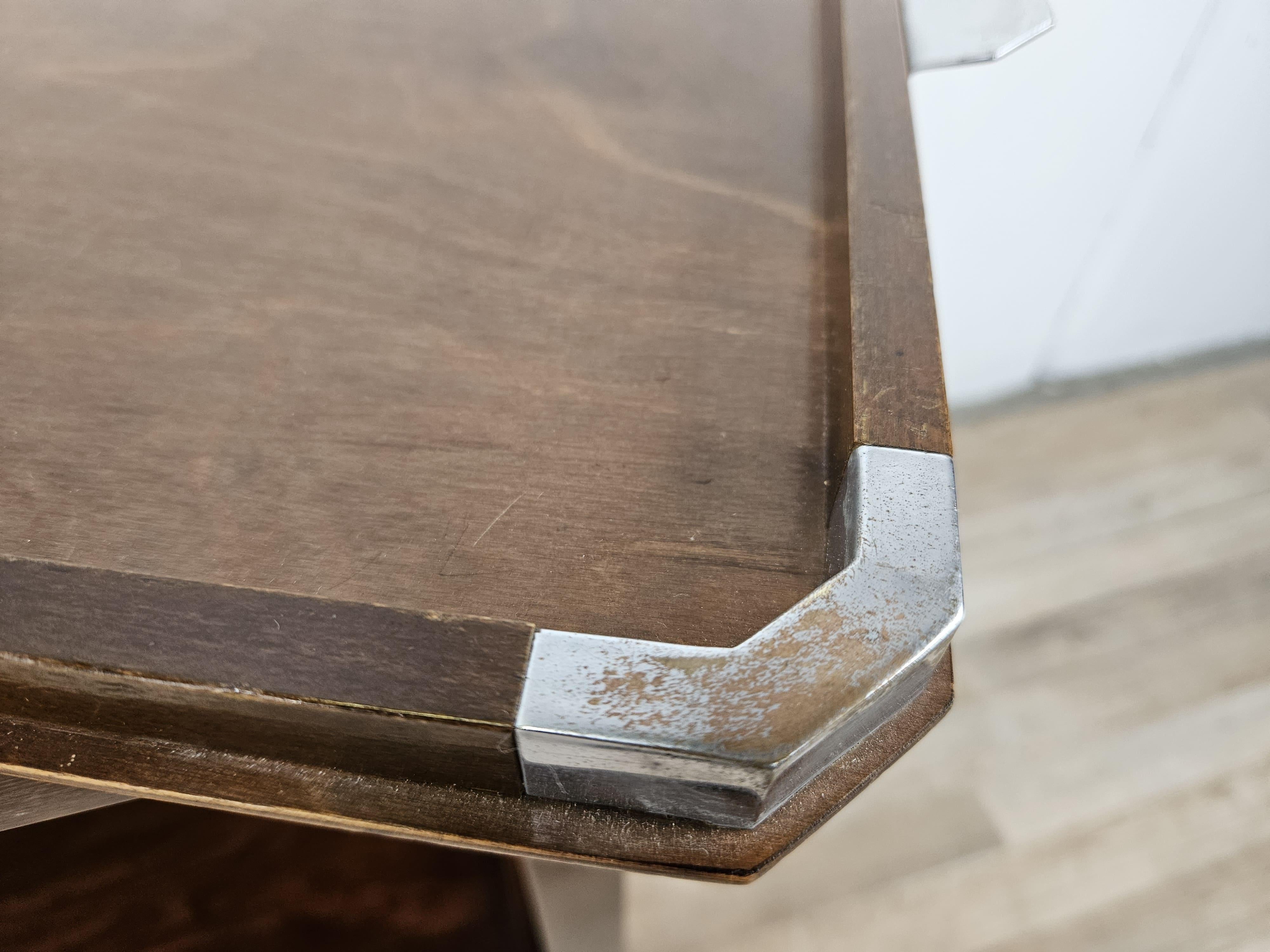 FADA Asiago 1930s Art Deco bandeja de madera con asas de metal en Bueno estado para la venta en Premariacco, IT