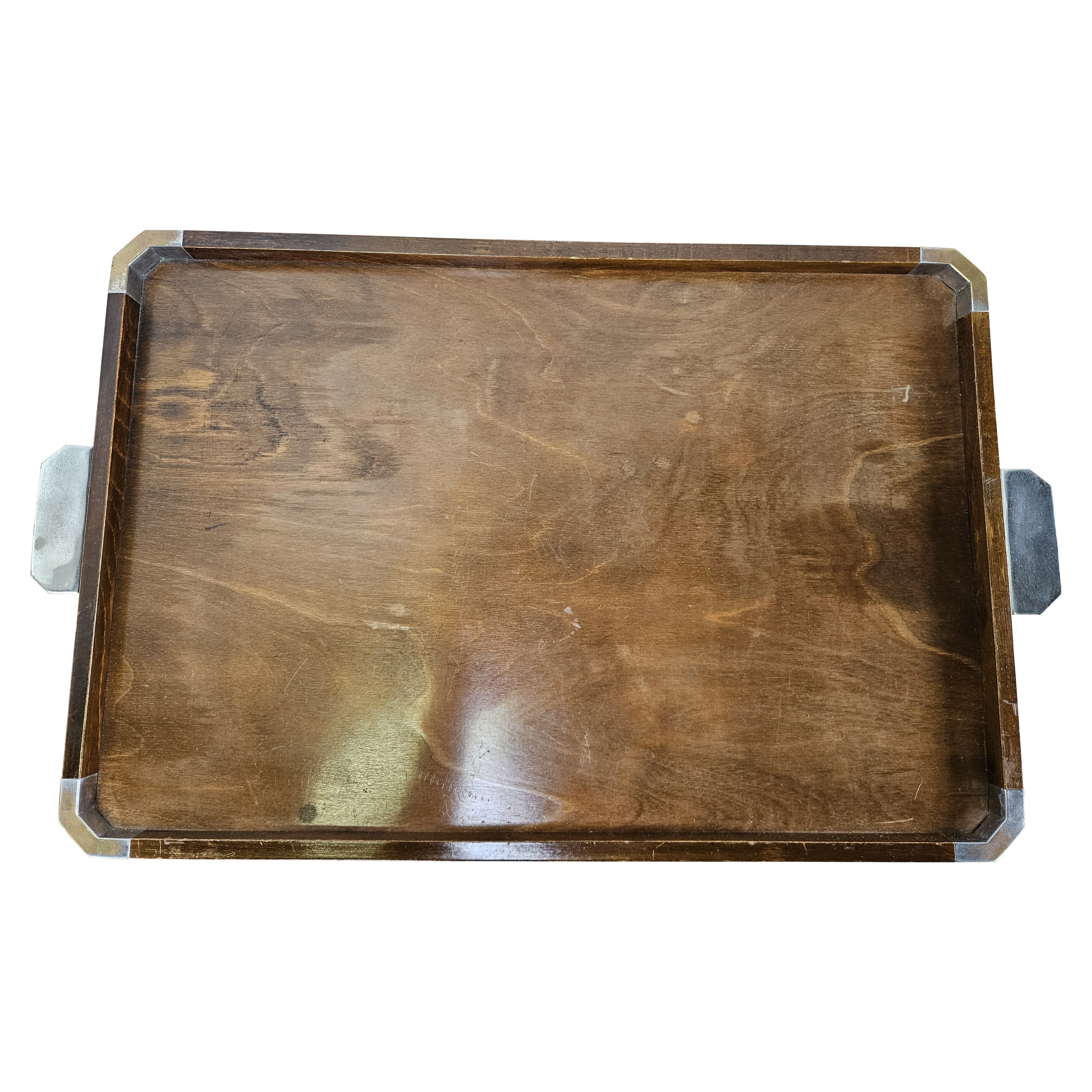 FADA Asiago 1930s Art Deco wooden tray with metal handles
