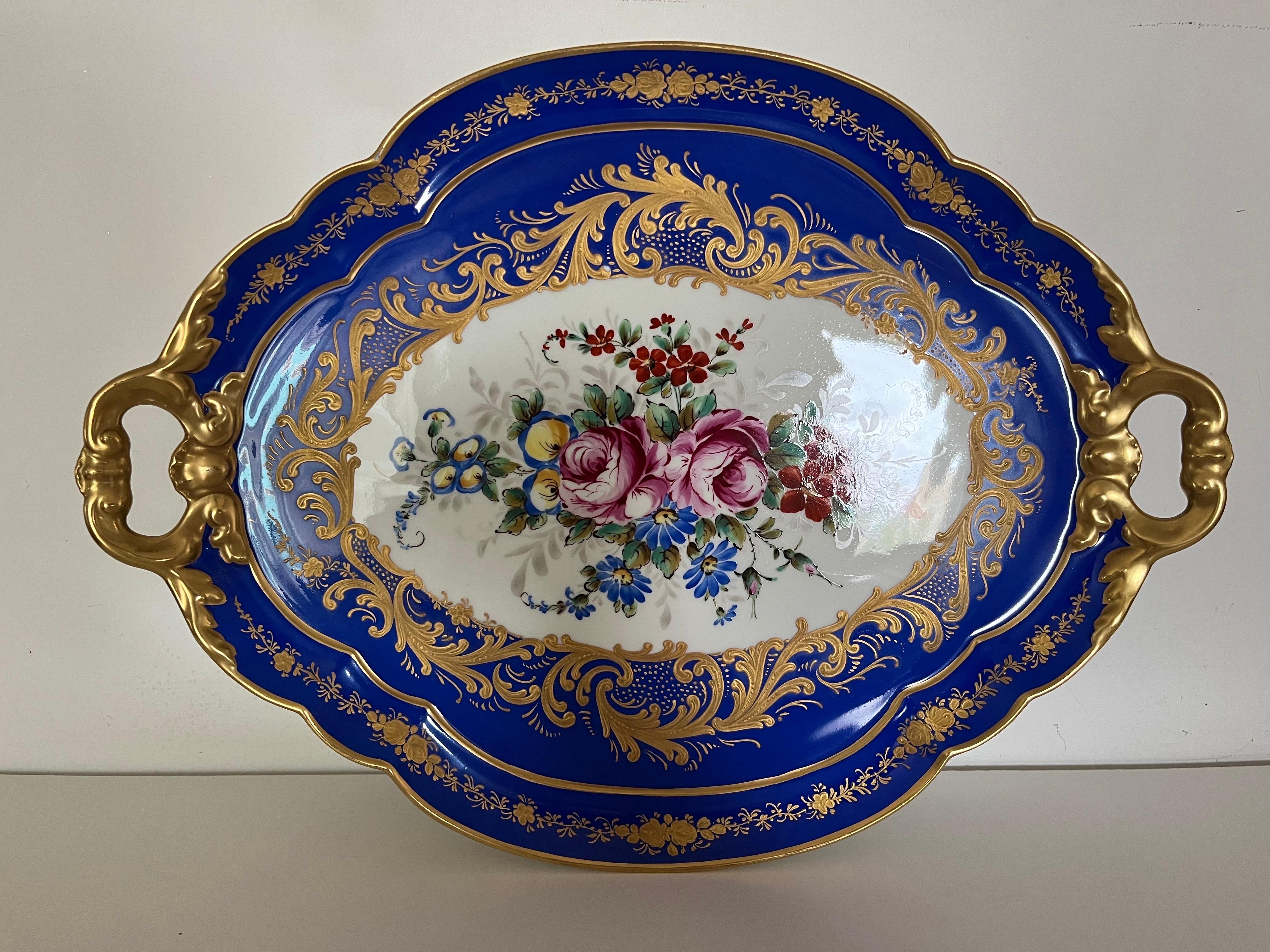 Vassoio Blu Limoges France Decorato a mano del '900 -Antiques- For Sale 5