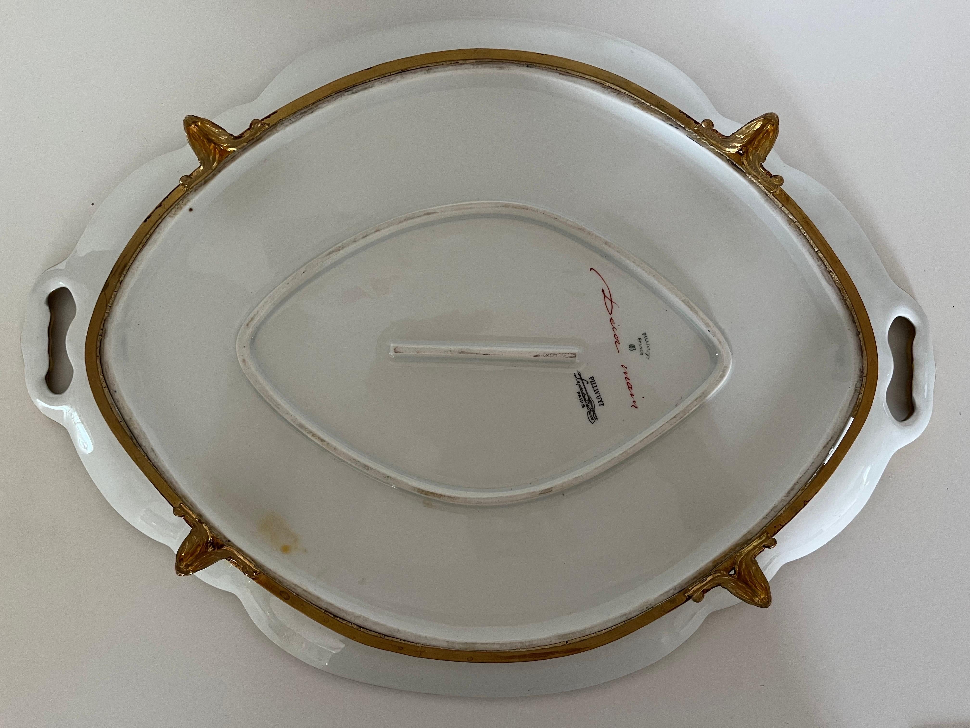 Vassoio Blu Limoges France Decorato a mano del '900 -Antiques- For Sale 4
