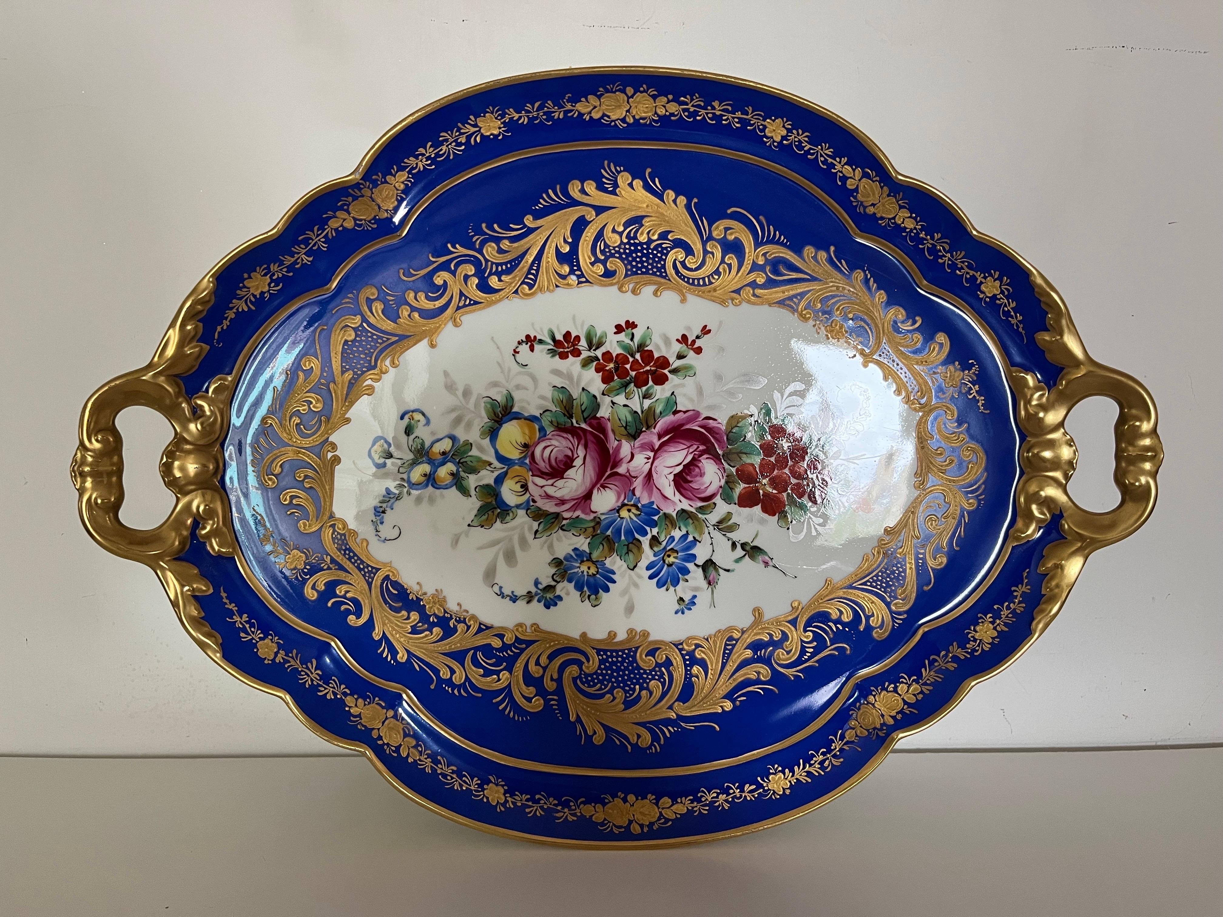 Vassoio Blu Limoges France Decorato a mano del '900 -Antiques- For Sale 7