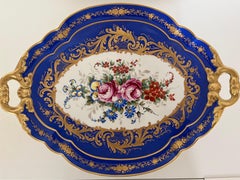 Vassoio Blu Limoges France Decorato a mano del '900 -Antiques-