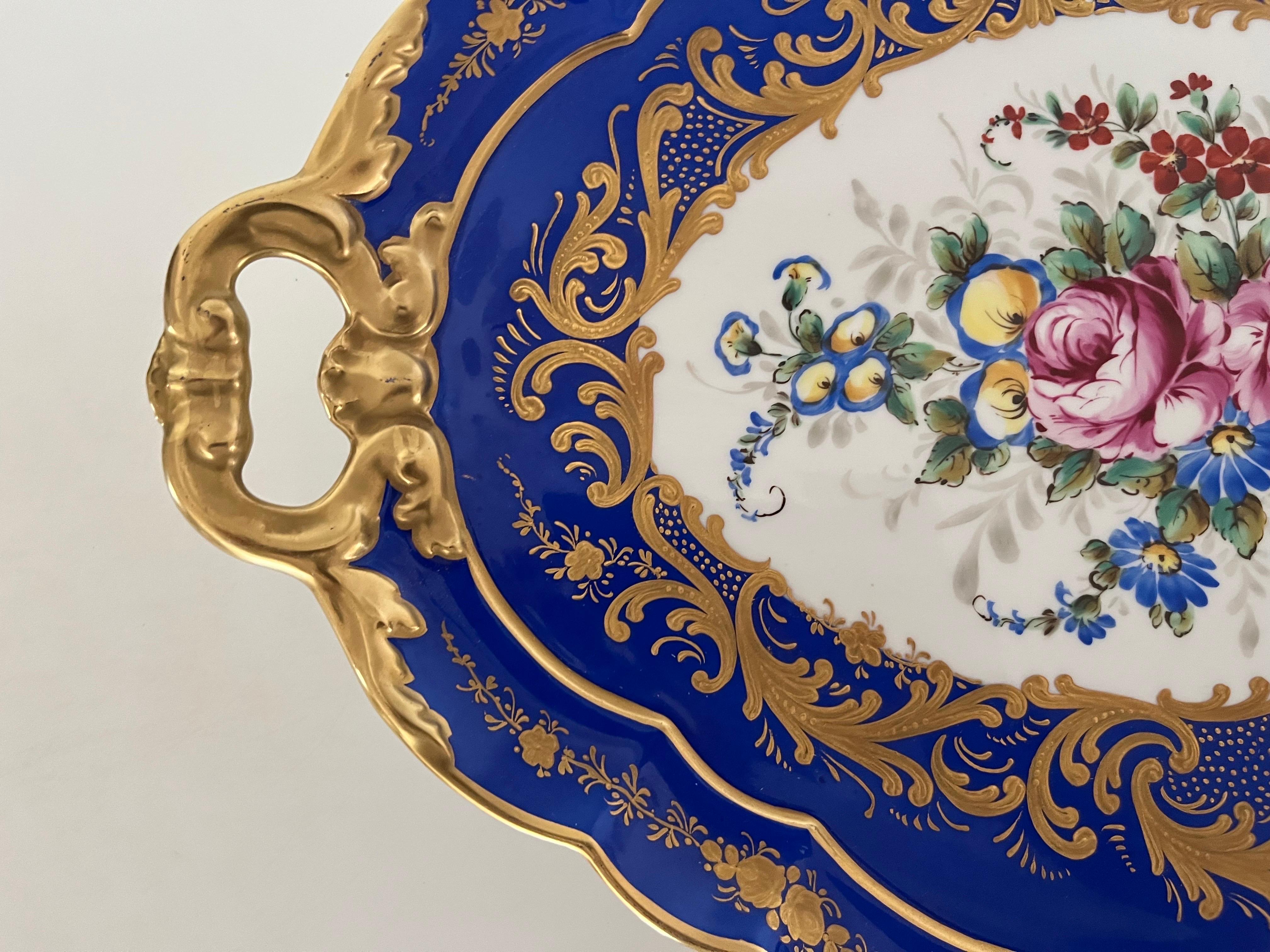Vassoio Blu Limoges France Decorato a mano del '900 -Antiques- In Excellent Condition For Sale In Foggia, FG