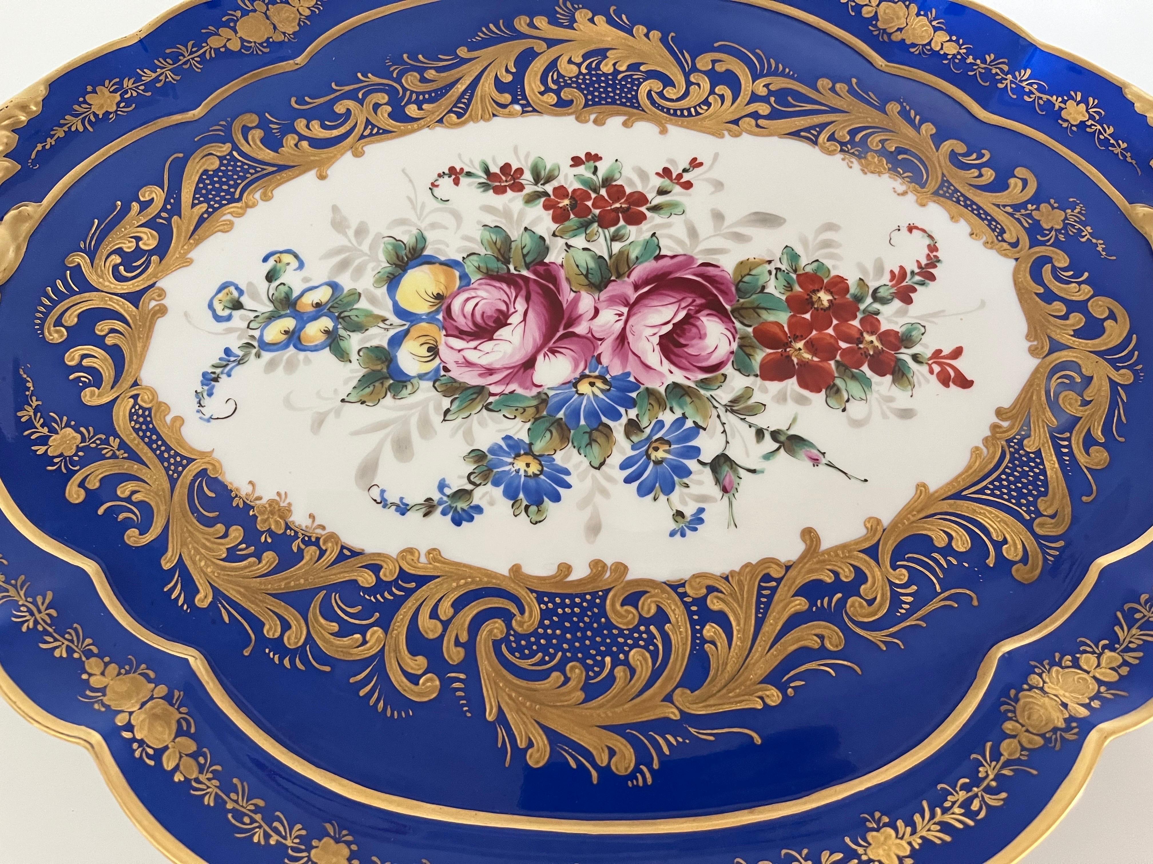 Early 20th Century Vassoio Blu Limoges France Decorato a mano del '900 -Antiques- For Sale