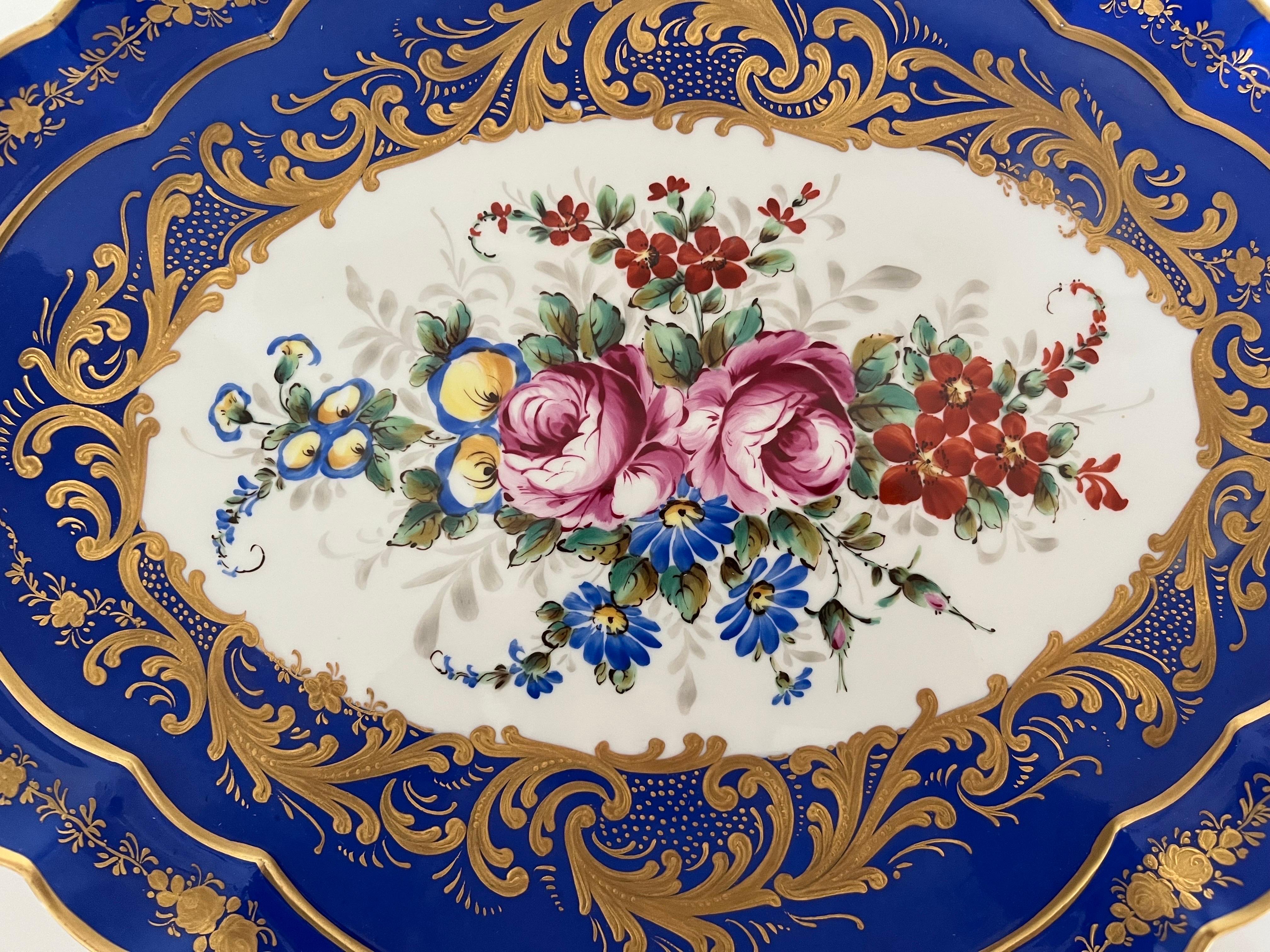 Ceramic Vassoio Blu Limoges France Decorato a mano del '900 -Antiques- For Sale