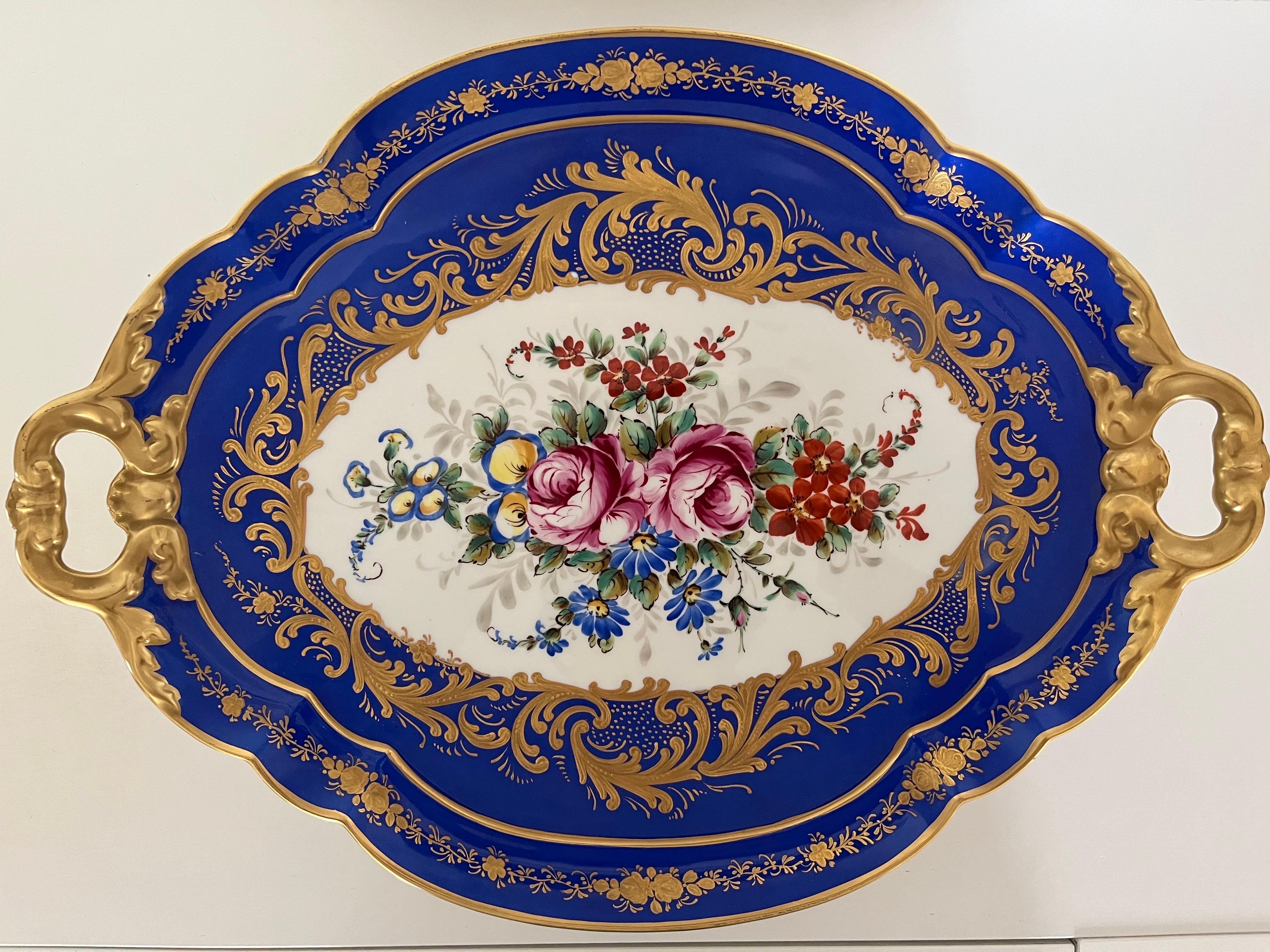 Vassoio Blu Limoges France Decorato a mano del '900 -Antiques- For Sale 1
