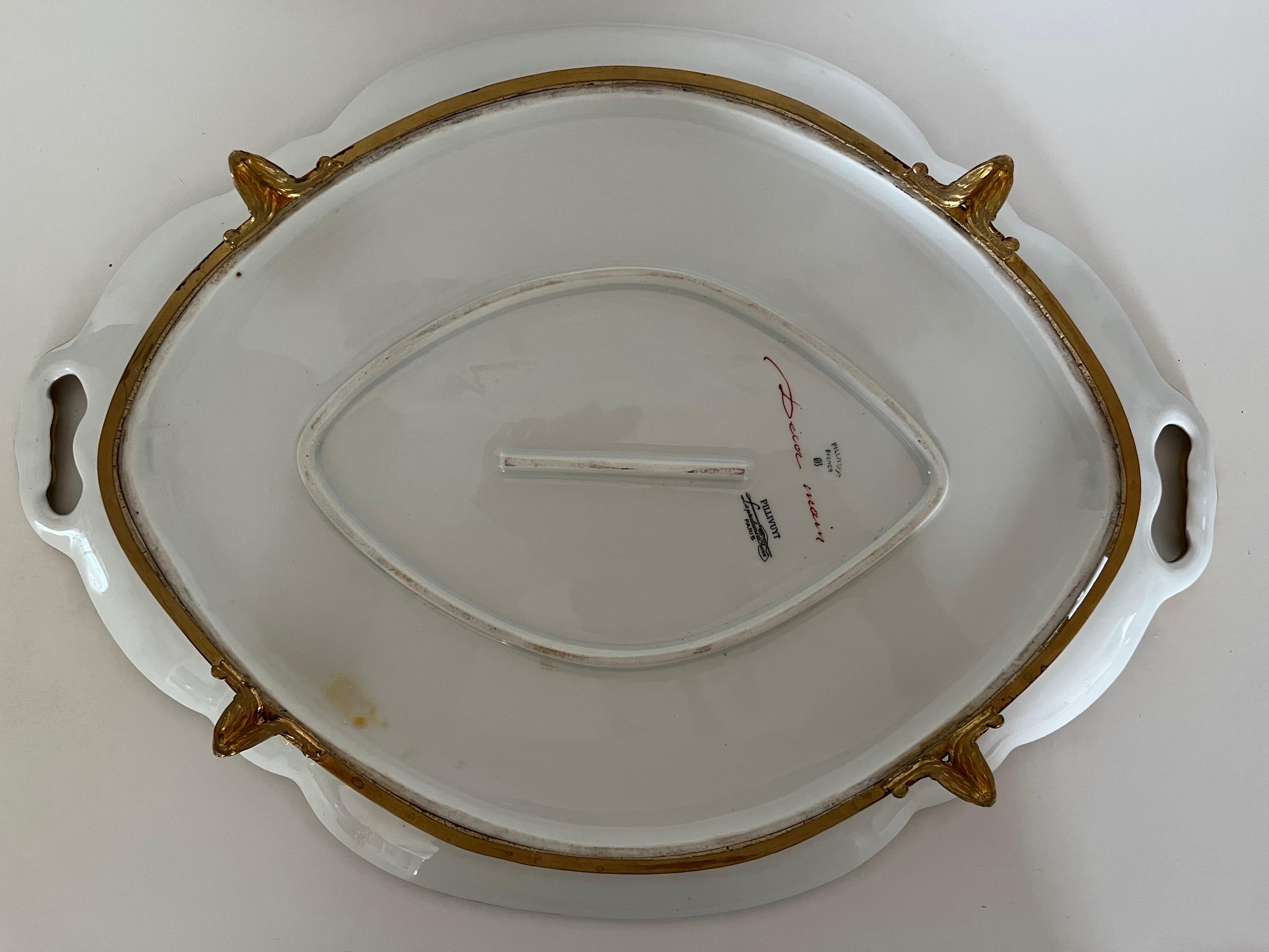 Ceramic Vassoio Blu Limoges France Decorato a mano del '900 -Antiques- For Sale