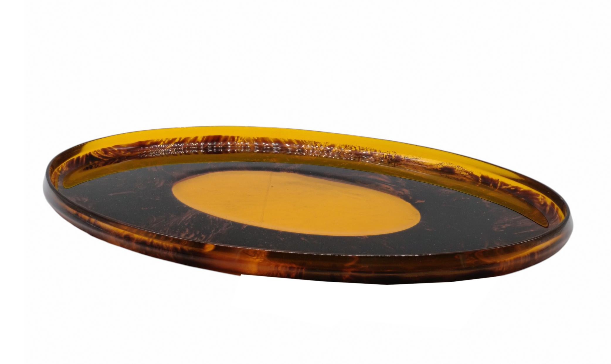 Mid-Century Modern Plateau en acrylique Tartarugato, Italie, années 1970 en vente