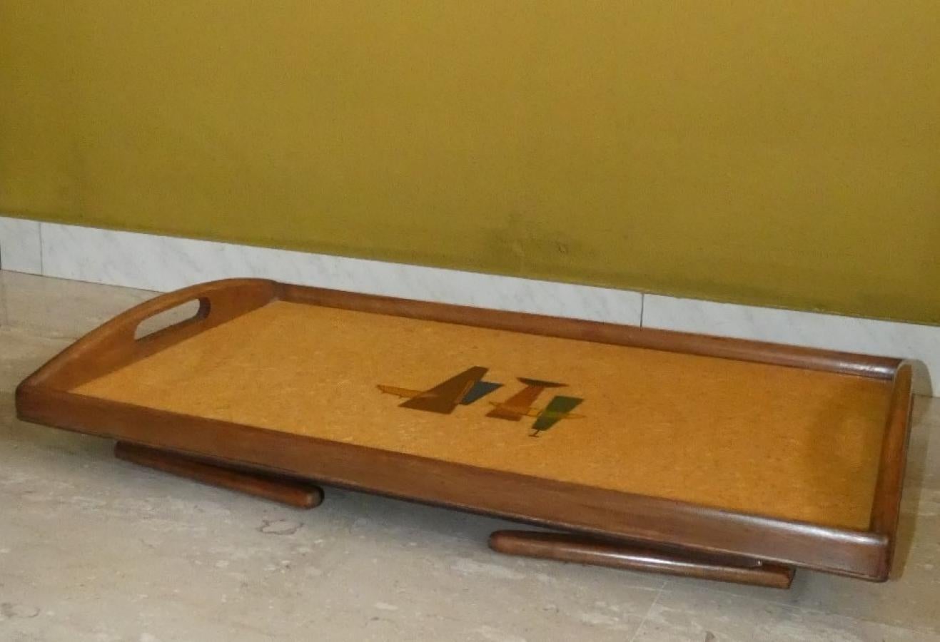 Vassoio da caffè Art Deco in legno e formica, Italia, anni '30 en vente 1