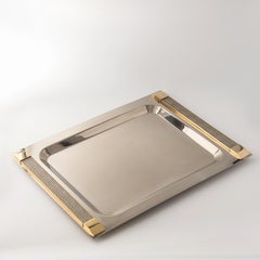 Nickel-plated brass rectangular serving tray - Elegance and marine design