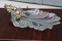 Vassoio Decorativo in Cristallo e metallo Argentato 1970 Italia