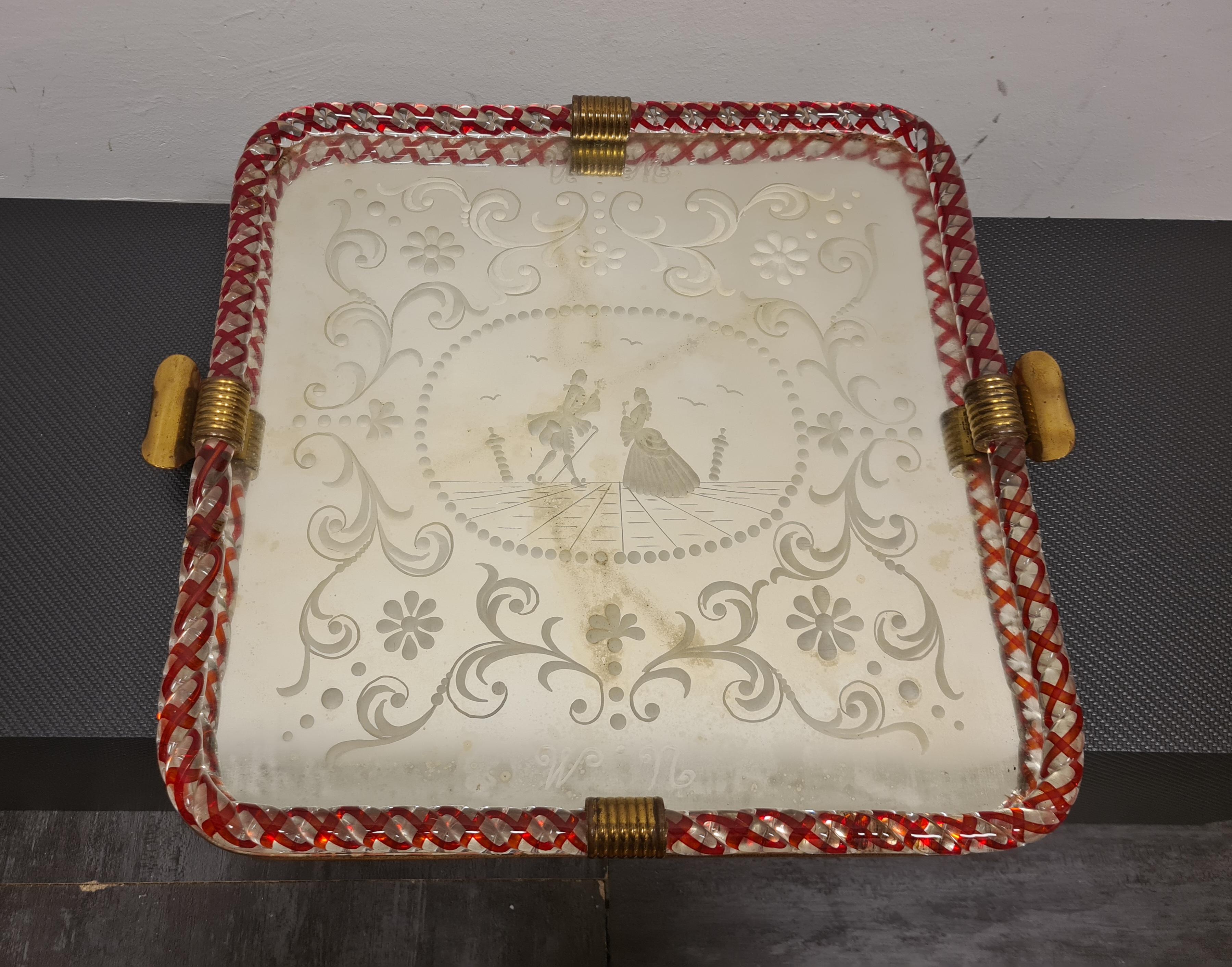 Ercole Barovier tray, 1940s' In Good Condition For Sale In Torino, IT