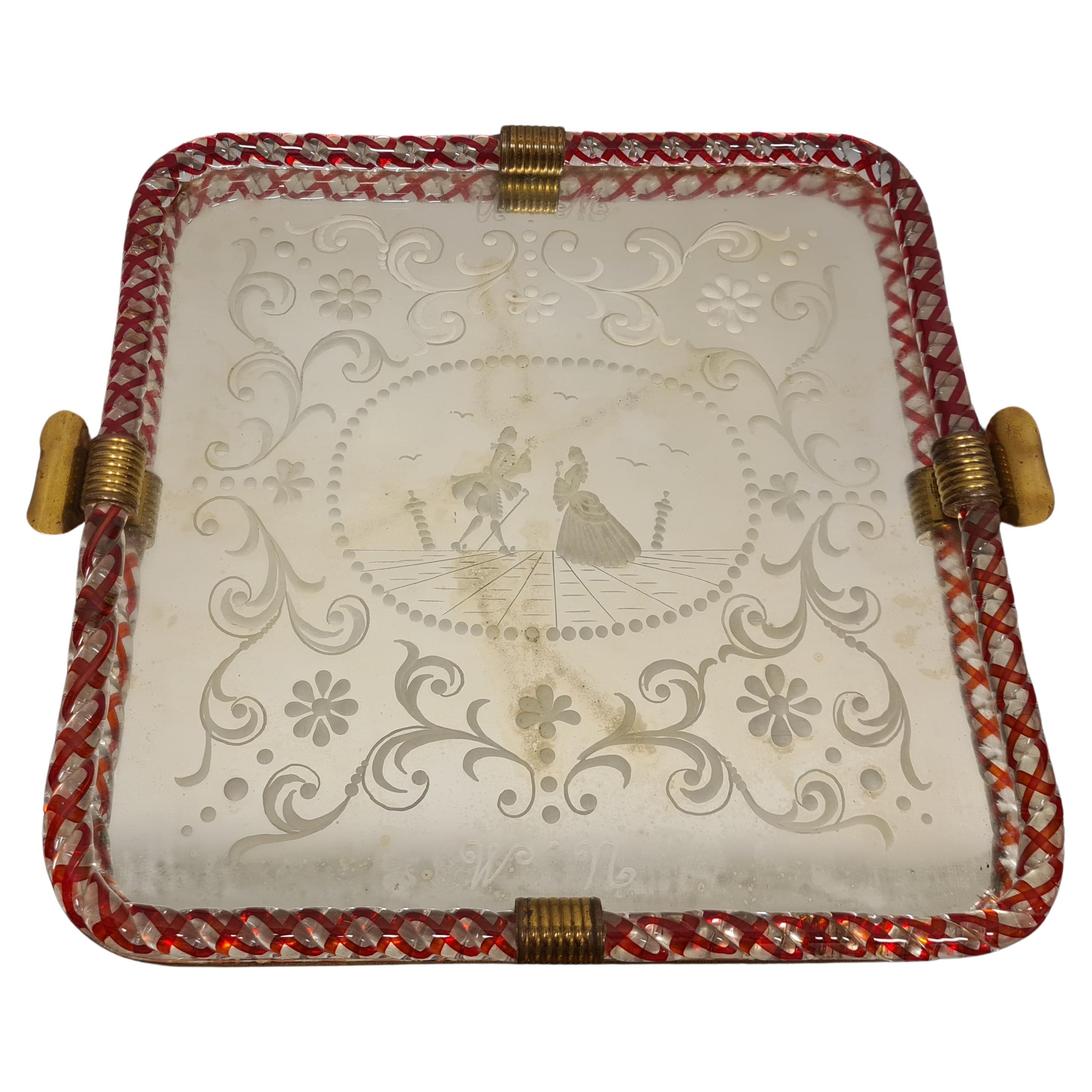 Ercole Barovier tray, 1940s' For Sale