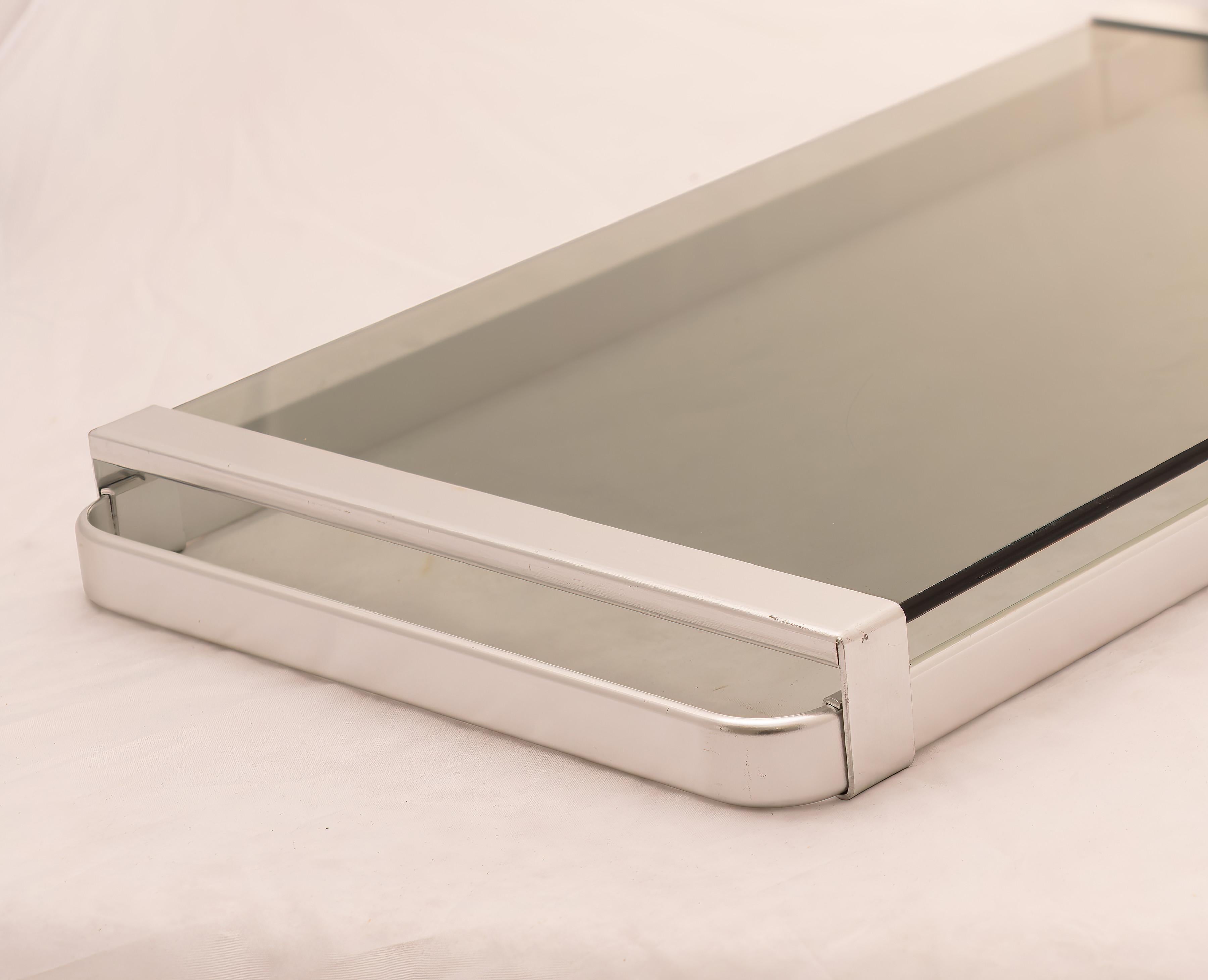 Mid-19th Century Steel and smoked glass tray, Design Mb Italy, 1960s/'70s For Sale