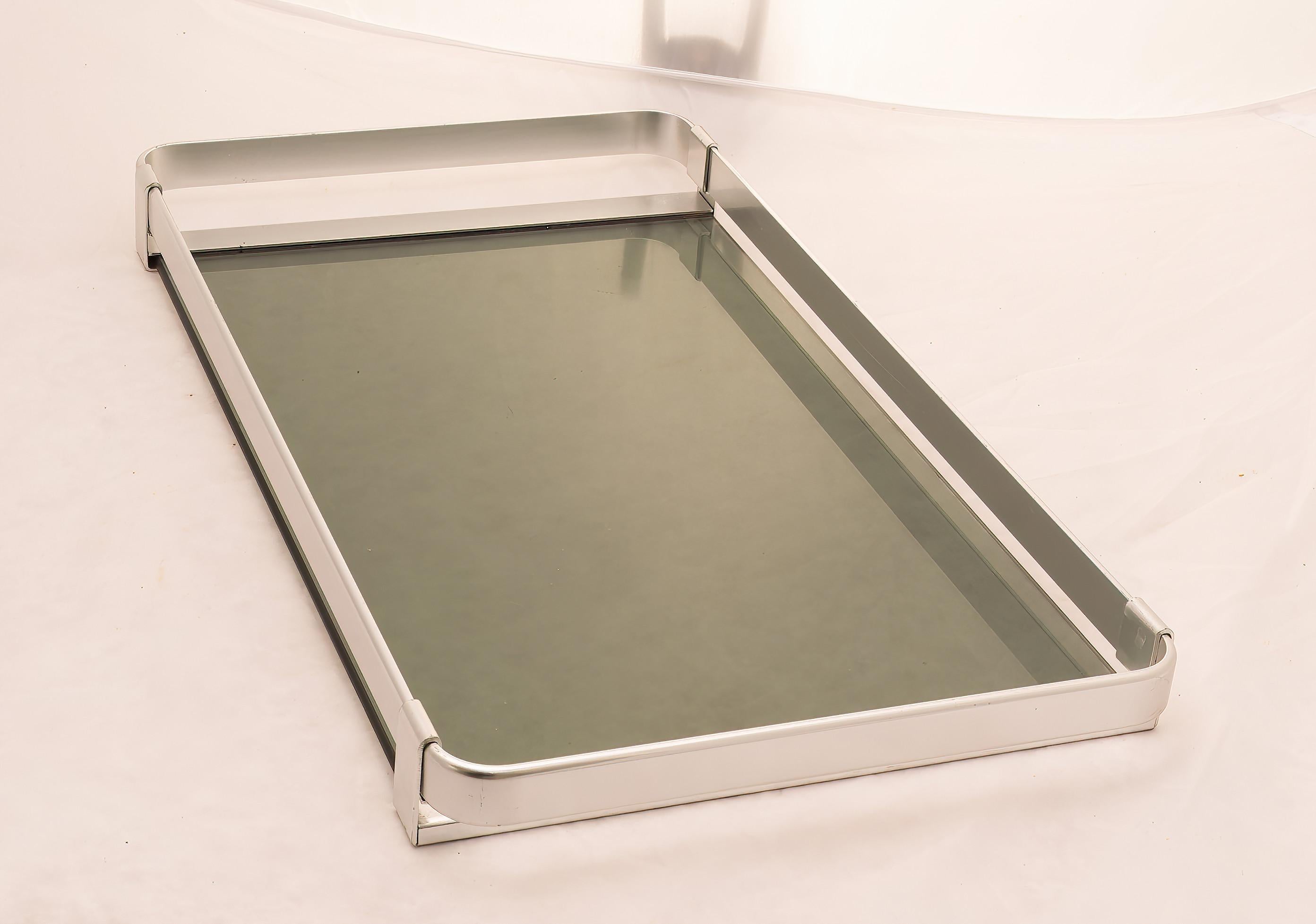 Steel and smoked glass tray, Design Mb Italy, 1960s/'70s For Sale 2