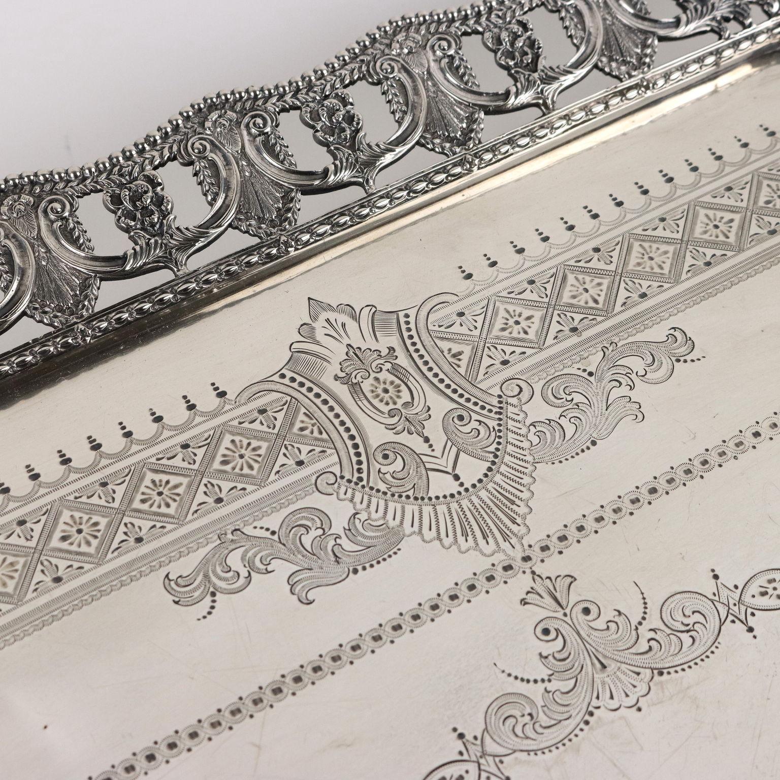 Northern Irish Silver Tray Jewelry West & Son Dublin 1894-1895 For Sale