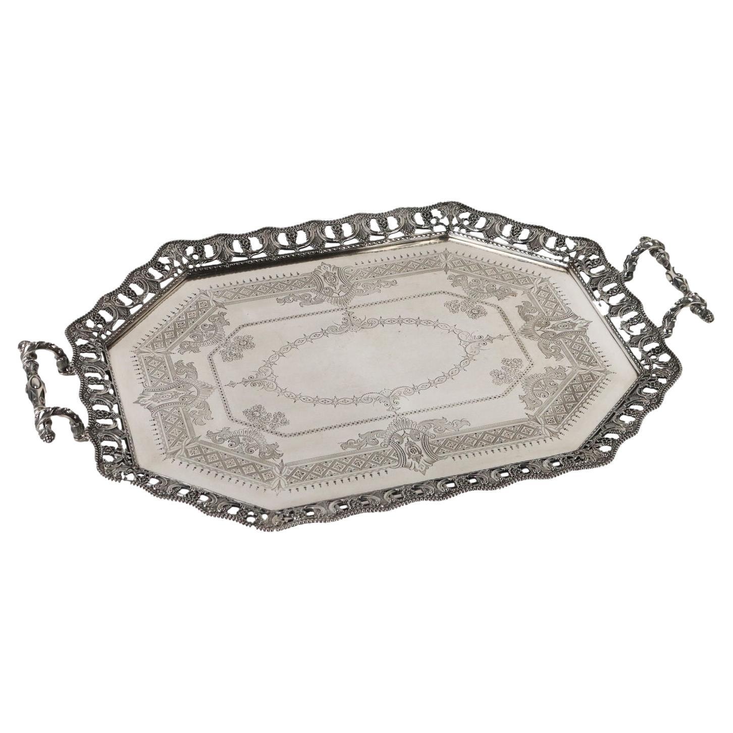 Silver Tray Jewelry West & Son Dublin 1894-1895 For Sale