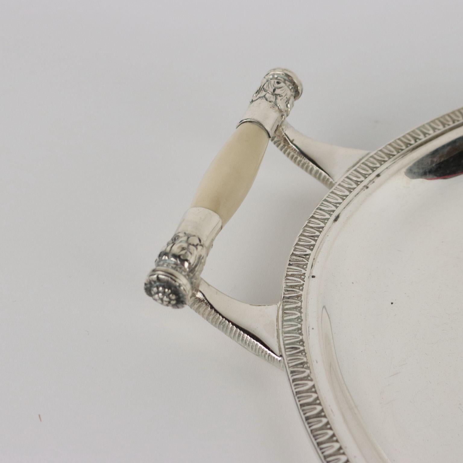 Mid-Century moderno Vassoio in Argento Messulam Milano Metà '900 ca
