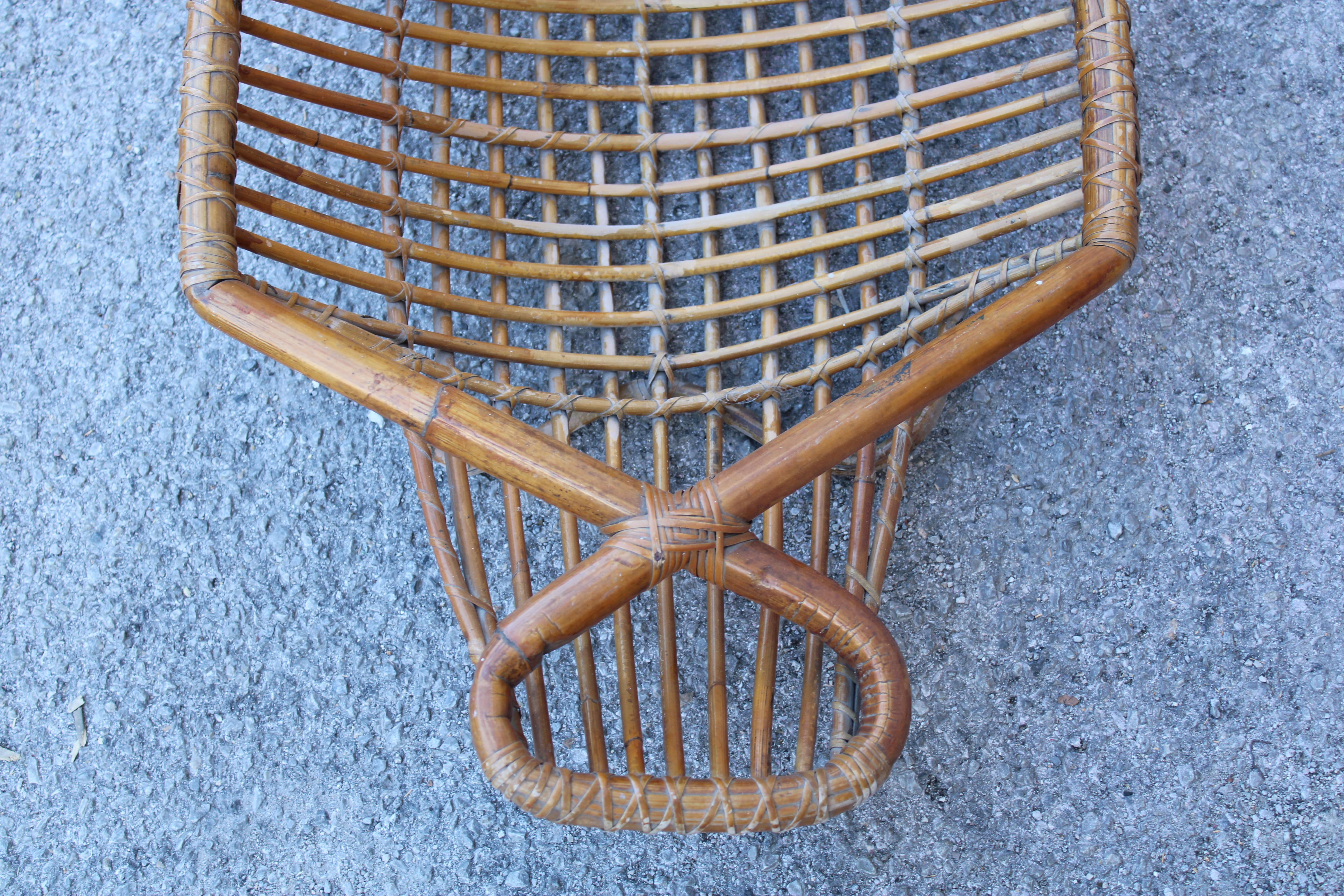 Bandeja italiana de bambú tejido de mediados de siglo 1950s Albini Style en venta 3