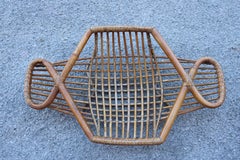 Plateau en bambou tressé italien du milieu du siècle 1950 Style Albini