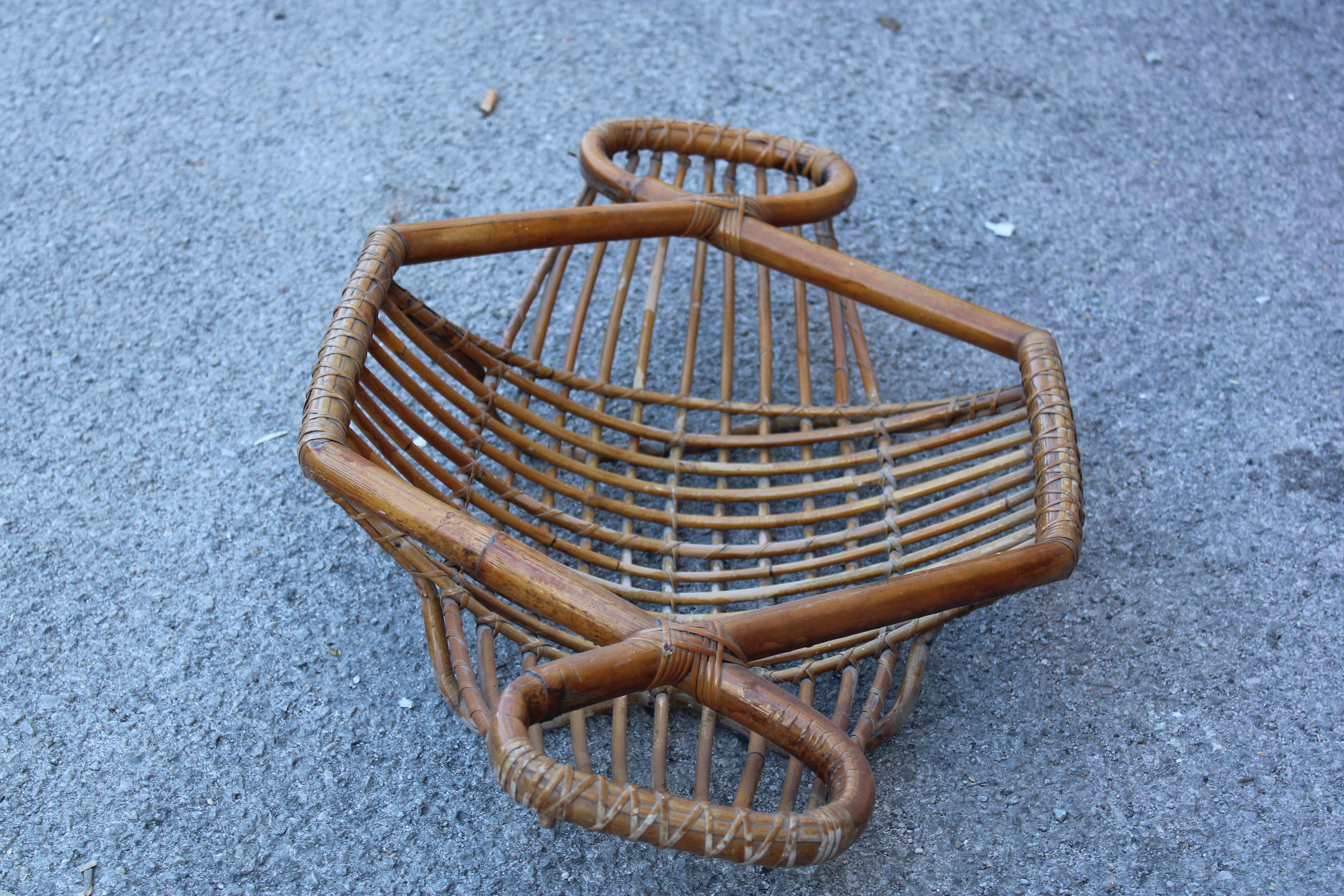 Bandeja italiana de bambú tejido de mediados de siglo 1950s Albini Style en venta 2
