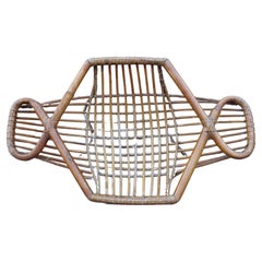 Vassoio in Bambù Italiano Mid-century intrecciato 1950 Albini Style