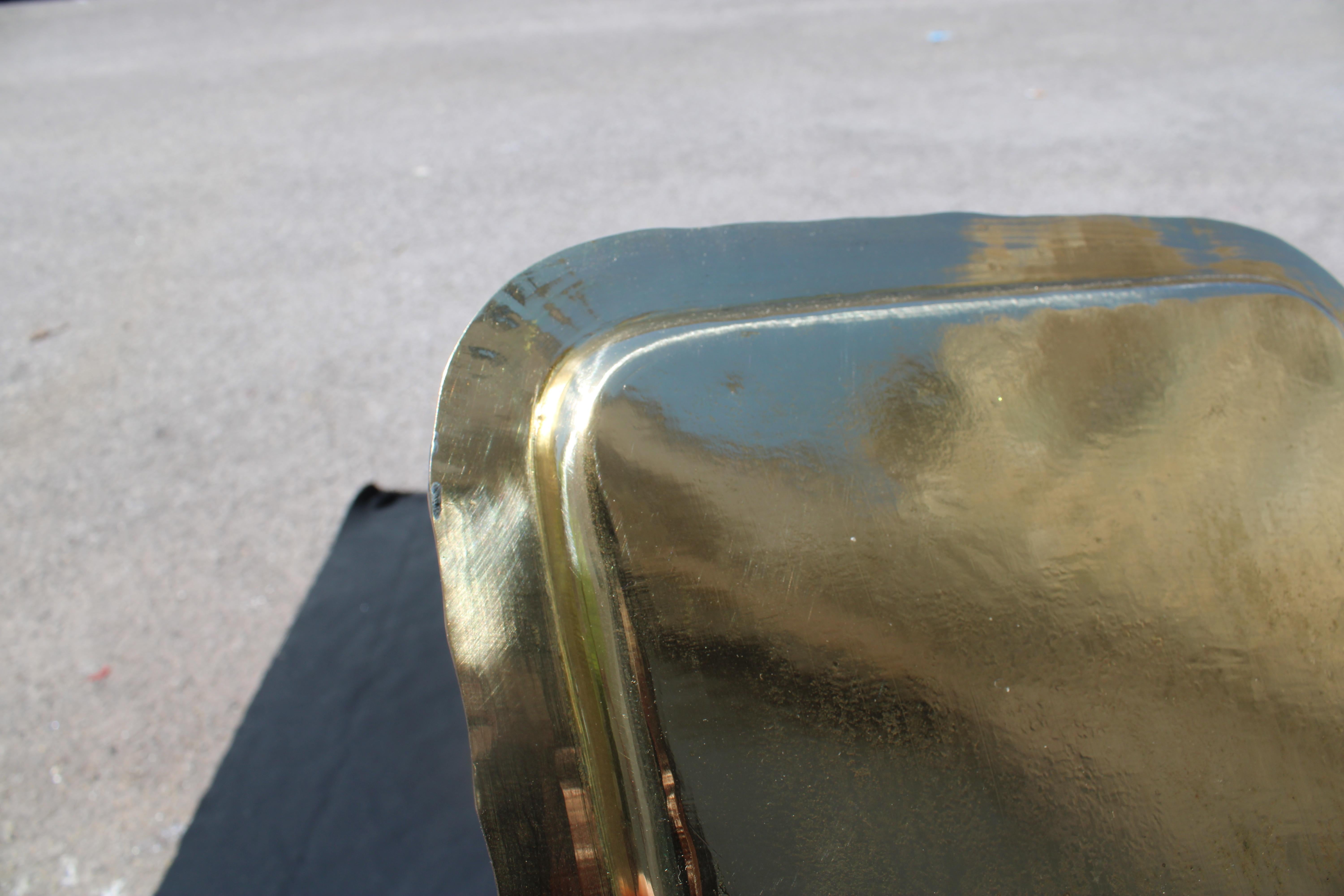Vassoio in Solido Ottone Italiano 1970 Rettangolare con cornice in Bambù en vente 3