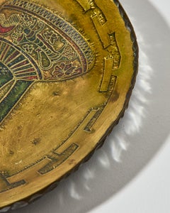 Vassoio inciso e dipinto color oro di Erwin Walter Burger, Italia