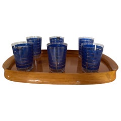 Vintage Vassoio Macabo attr. Tura con set di n.6 bicchieri Studio Sottssas per Egizia -T