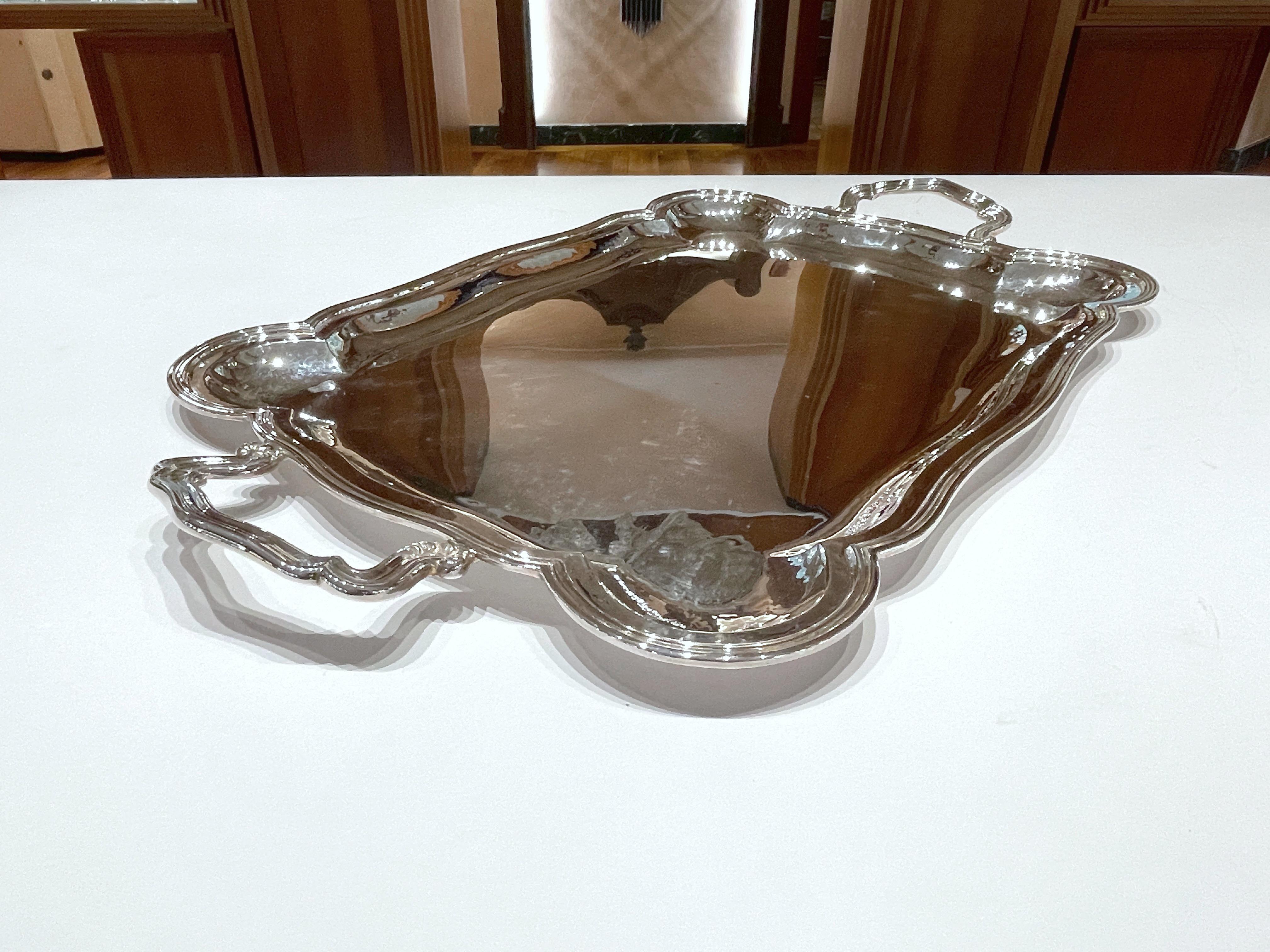da uomo o donna Vassoio rettangolare con manici in argento 800 in vendita
