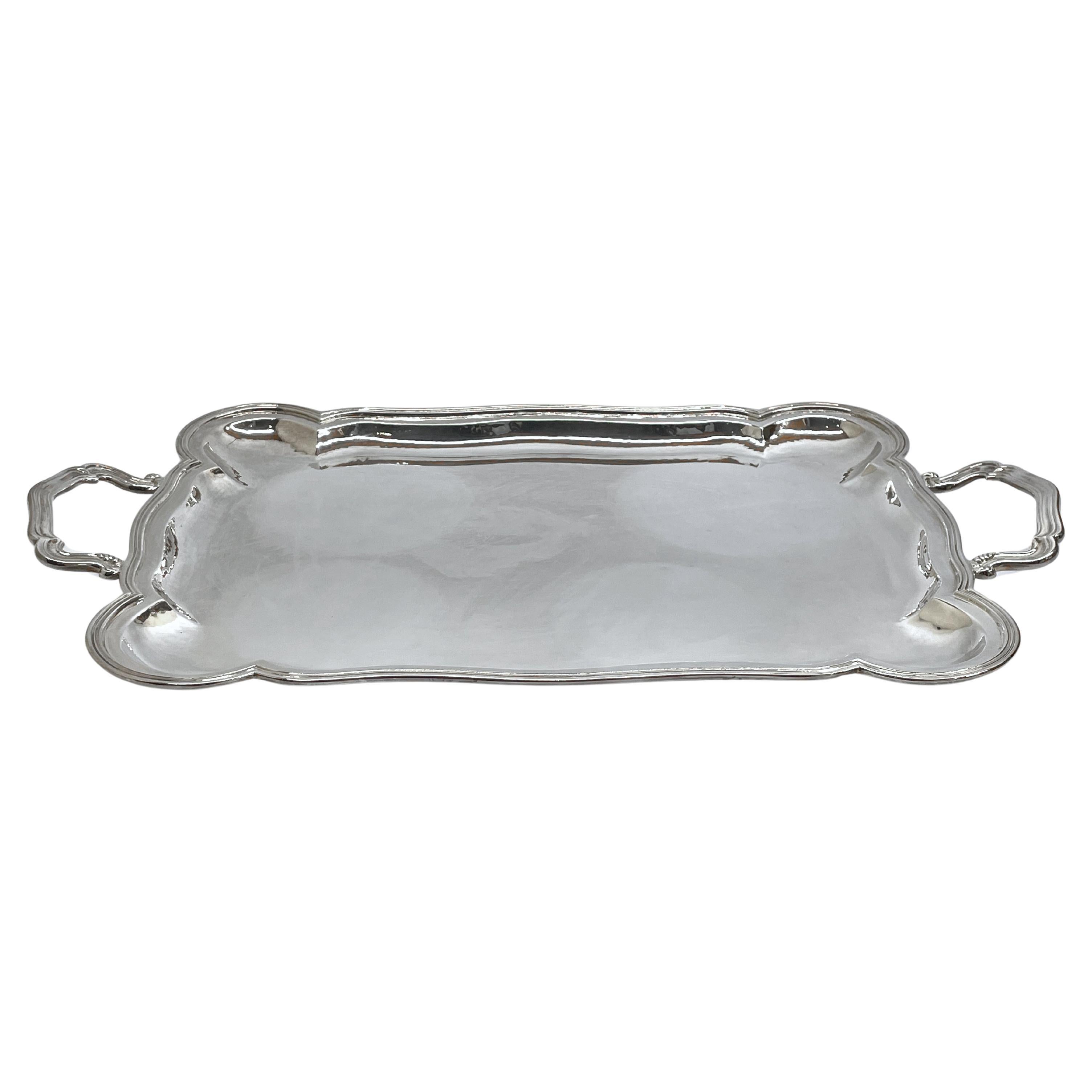 Rechteckiges Tablett mit Griffen aus 800 Silber