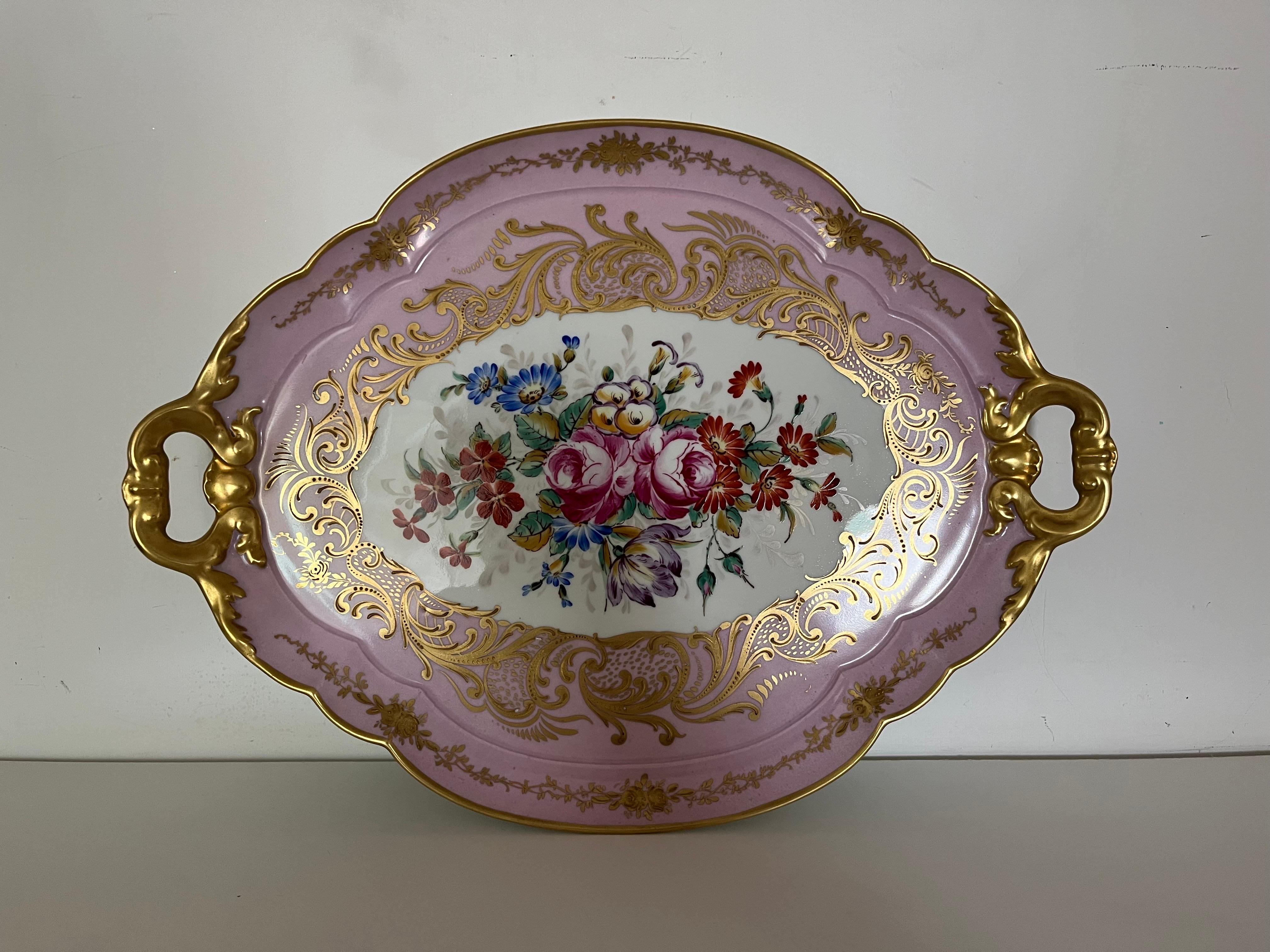 Vassoio Rosa Limoges France Decorato a mano del '900 -Antiques- For Sale 6