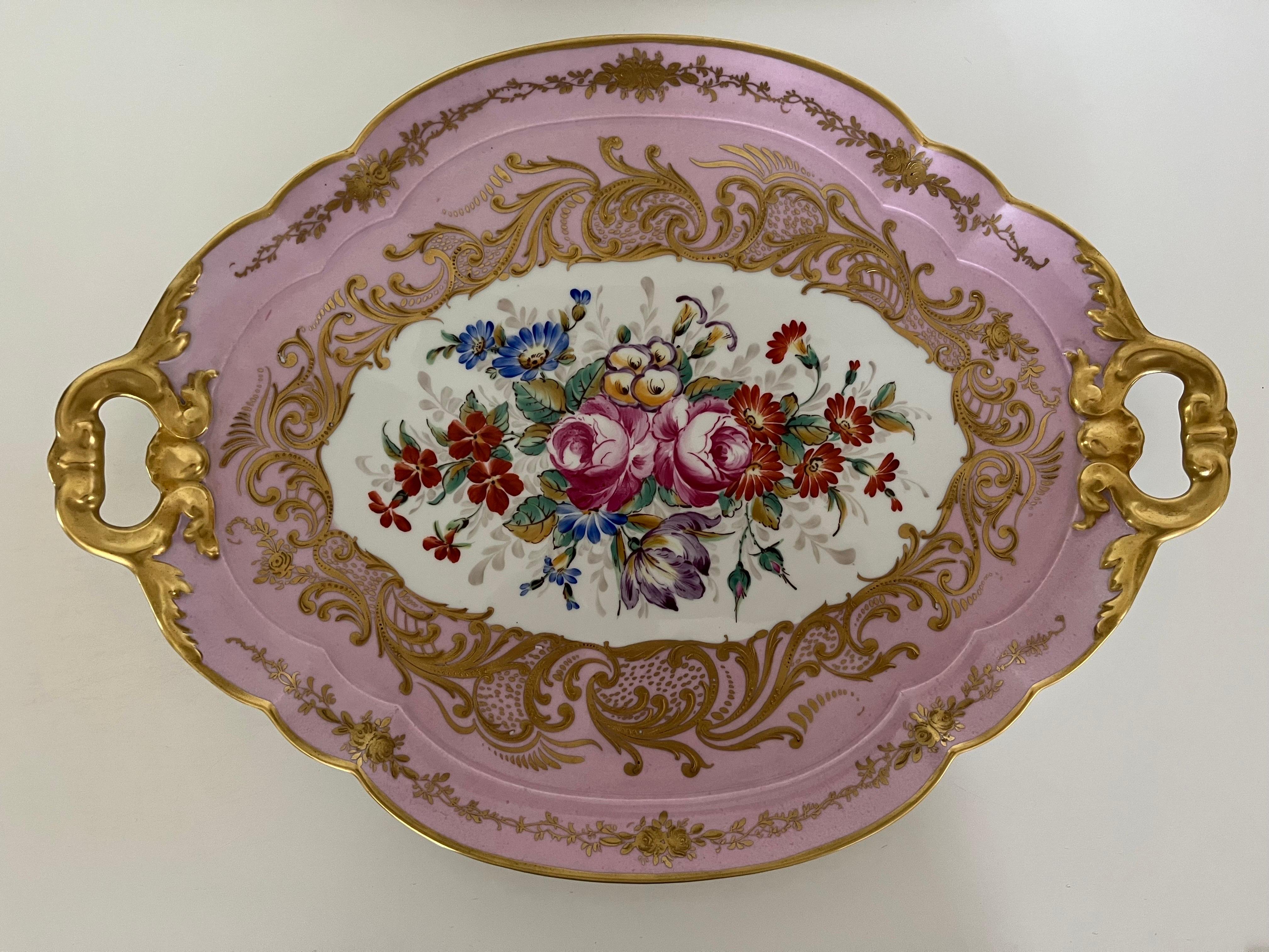 Vassoio Rosa Limoges France Decorato a mano del '900 -Antiques- In Excellent Condition For Sale In Foggia, FG
