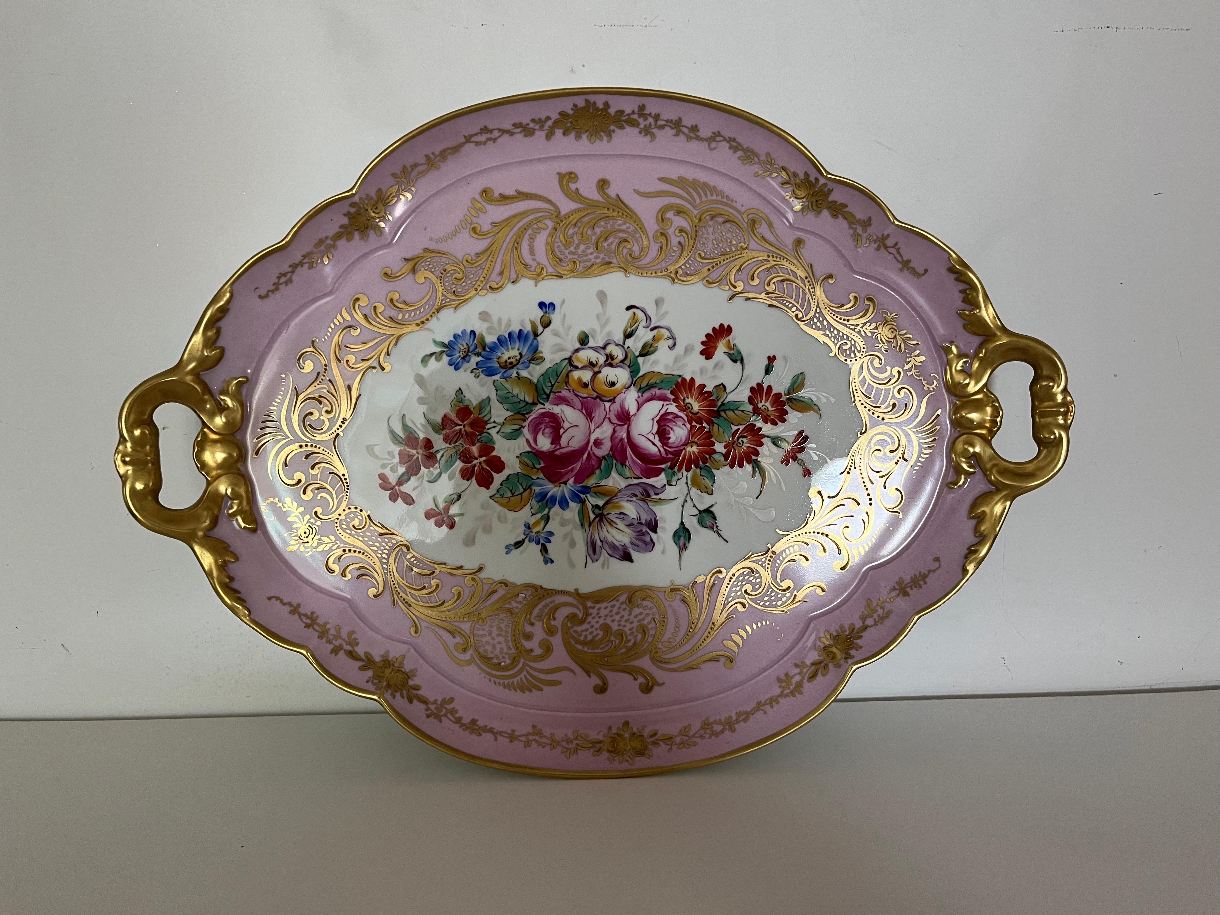 Early 20th Century Vassoio Rosa Limoges France Decorato a mano del '900 -Antiques- For Sale