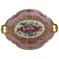 Vassoio Rosa Limoges France Decorato a mano del '900 -Antiques-