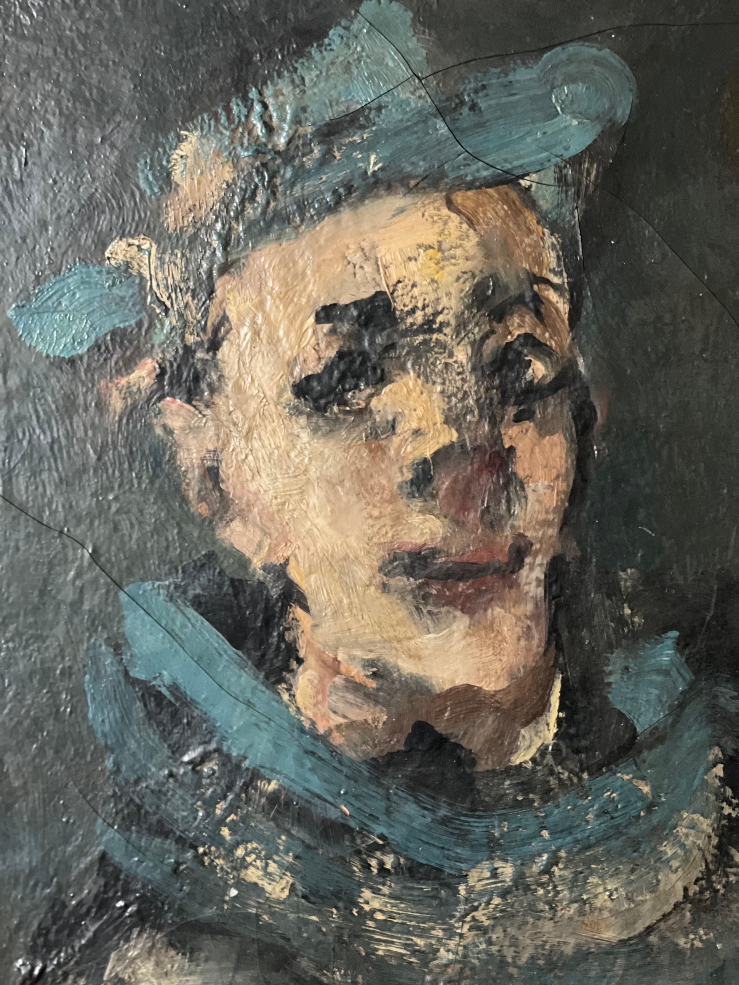 Il ritratto di arlecchino di Vassyl Khmeluk è stato eseguito nel 1946-1947 circa. Questa impressionante opera stilistica di Khemluk rientra in una serie di ritratti creati magistralmente dall'artista. Si tratta di una pittura espressiva e modernista