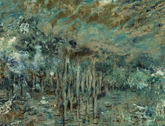 Origins 2015 Abstrakter expressionistischer Öl/Leinwand Grün Blau Armenischer Künstler VATCHE, Origins