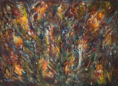 Treasures In The Flames ( farbenfrohes abstraktes surrealistisches Gemälde)  Armenischer Künstler