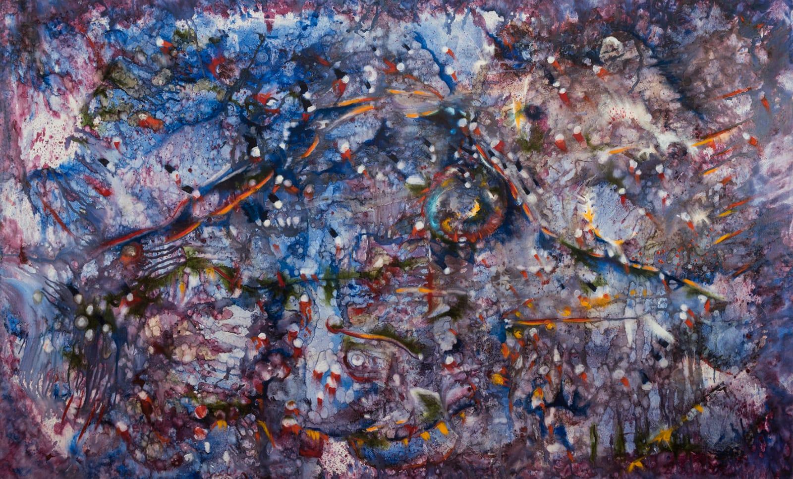 Vatche Geuvdjelian - MARINE COSMOS Large Blue Violet Red colorful abstract  surrealist Armenian Artist For Sale at 1stDibs