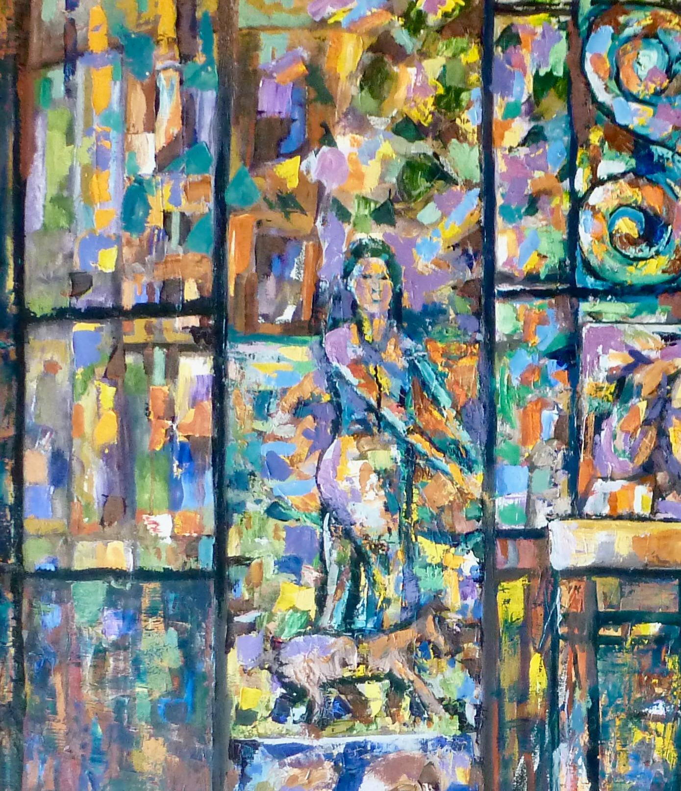 Visitor In My Studio 2021 colorful oil on canvas abstract Armenian Artist VATCHE For Sale 5