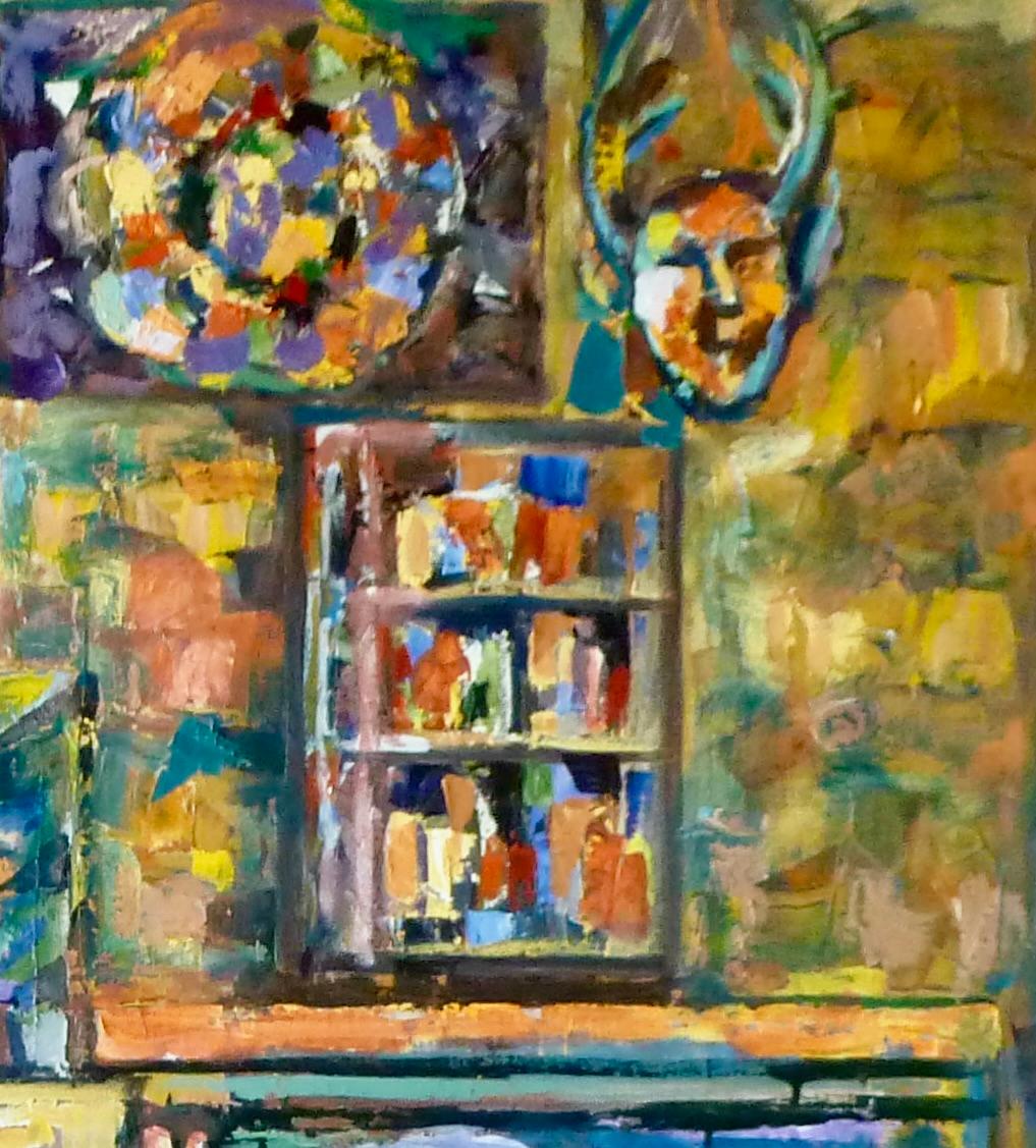 Visitor In My Studio 2021 colorful oil on canvas abstract Armenian Artist VATCHE For Sale 4